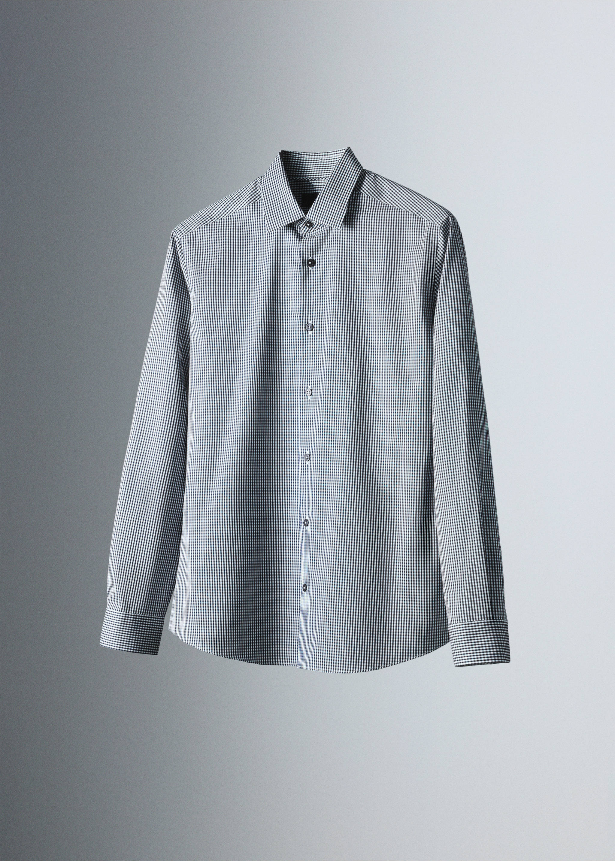 Slim fit comfort stretch non-iron shirt - Details of the article 5, Night Blue. Ref: 37046726-00.