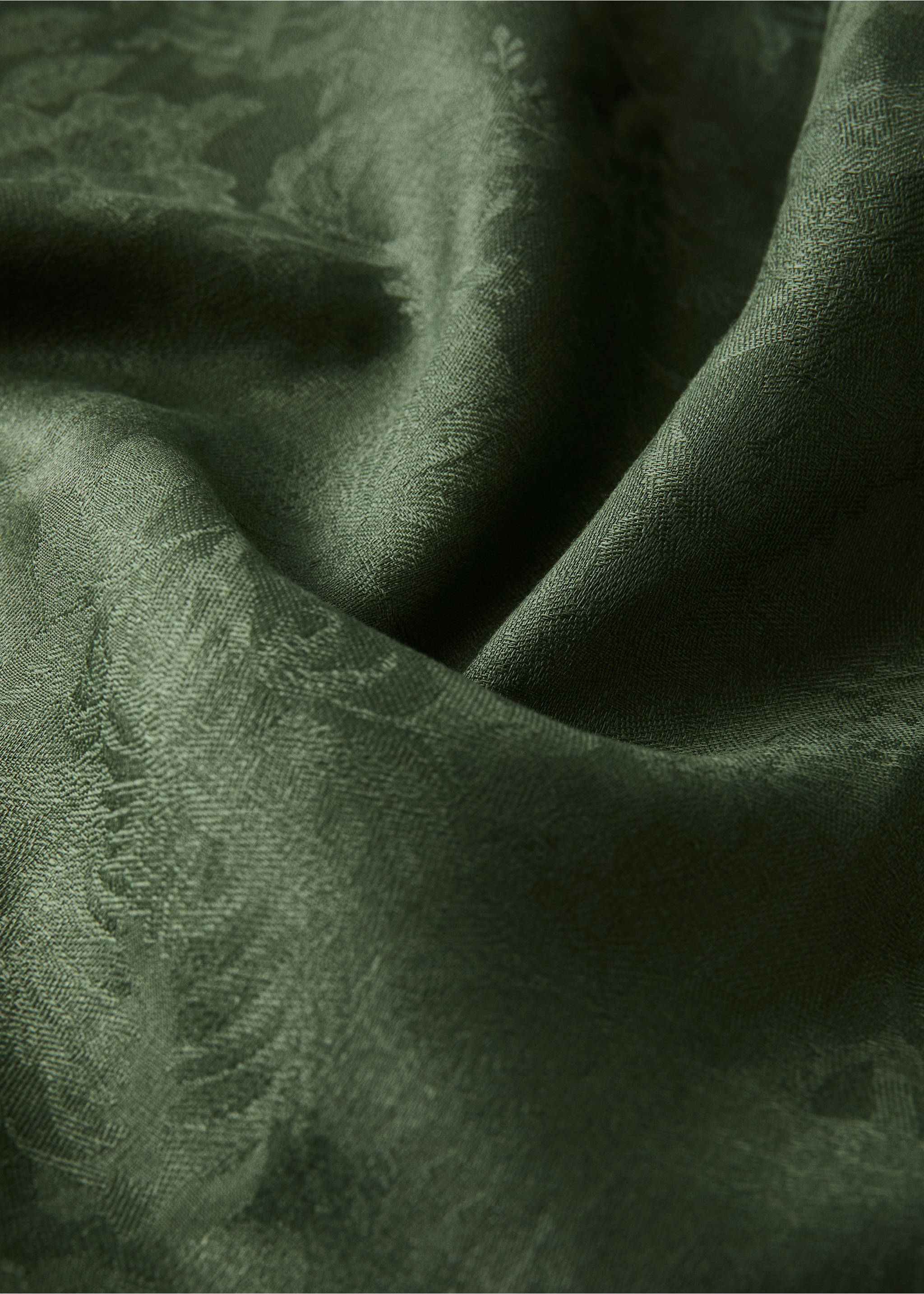 Leinentischdecke mit Jacquard-Blumenmuster für 8 bis 10 Personen - Detail des Artikels 1, Grün. Ref: 37046732-00.