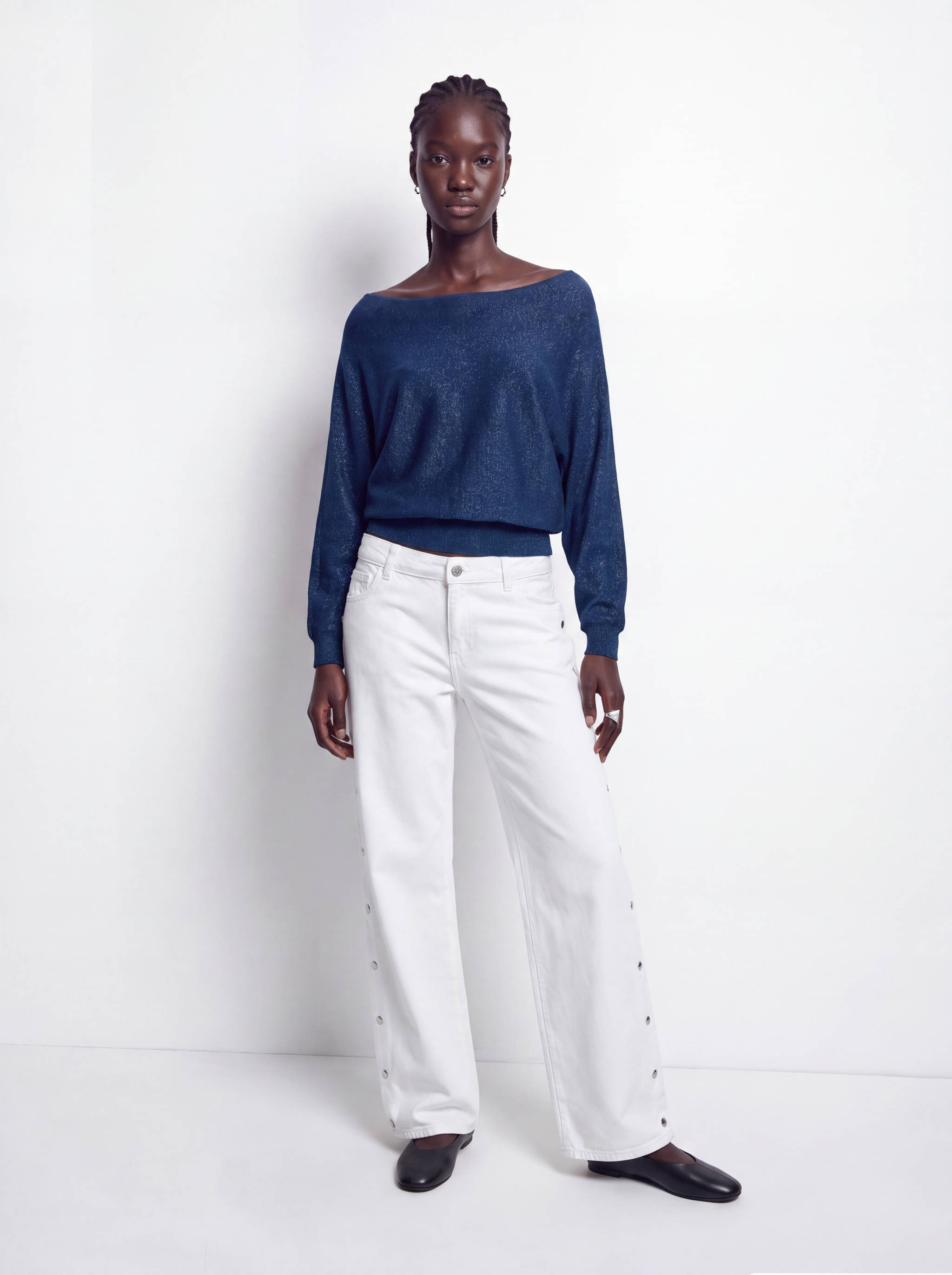 Boat neck lurex sweater - General plane