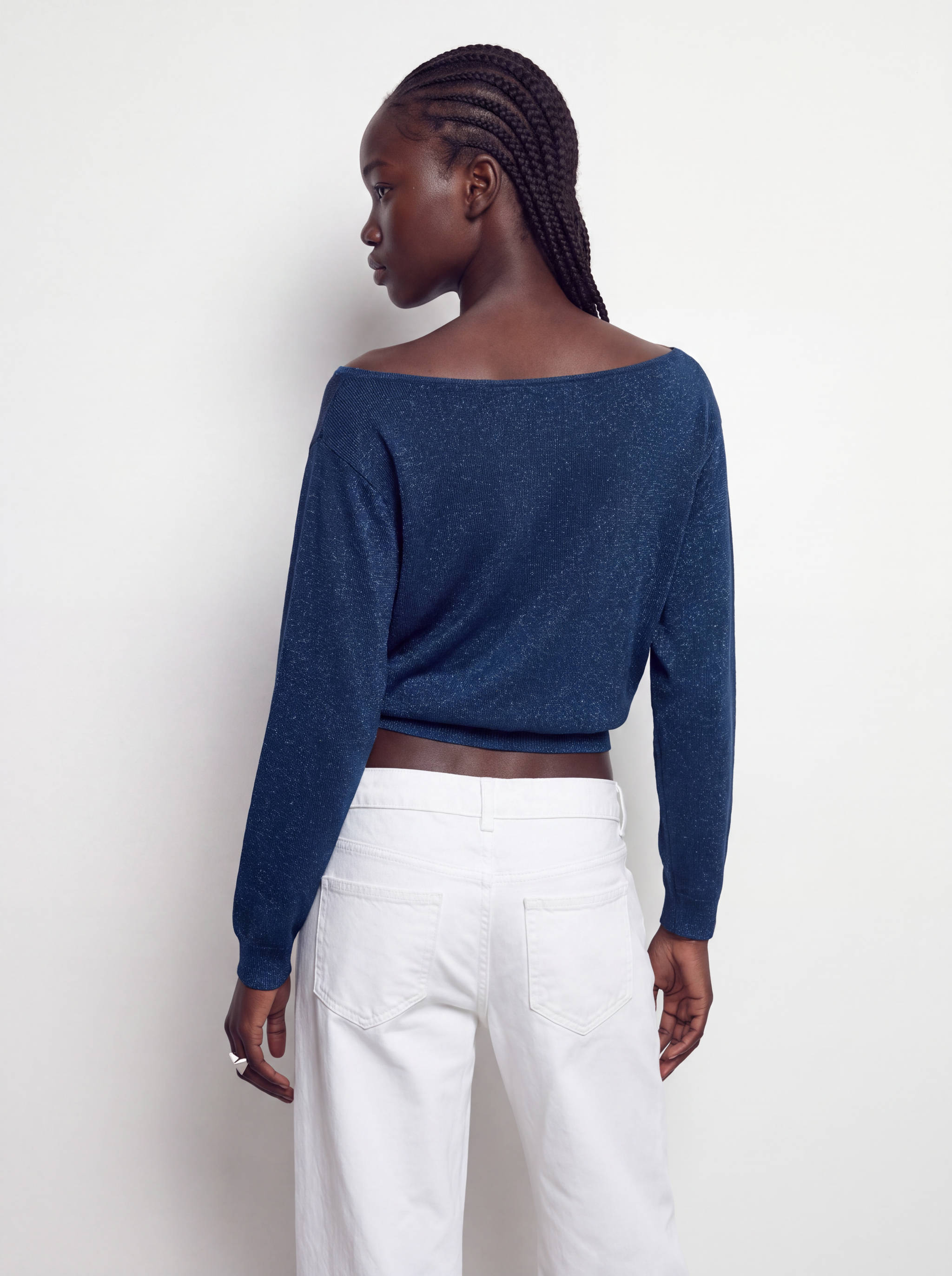 Boat neck lurex sweater - Reverse of the article