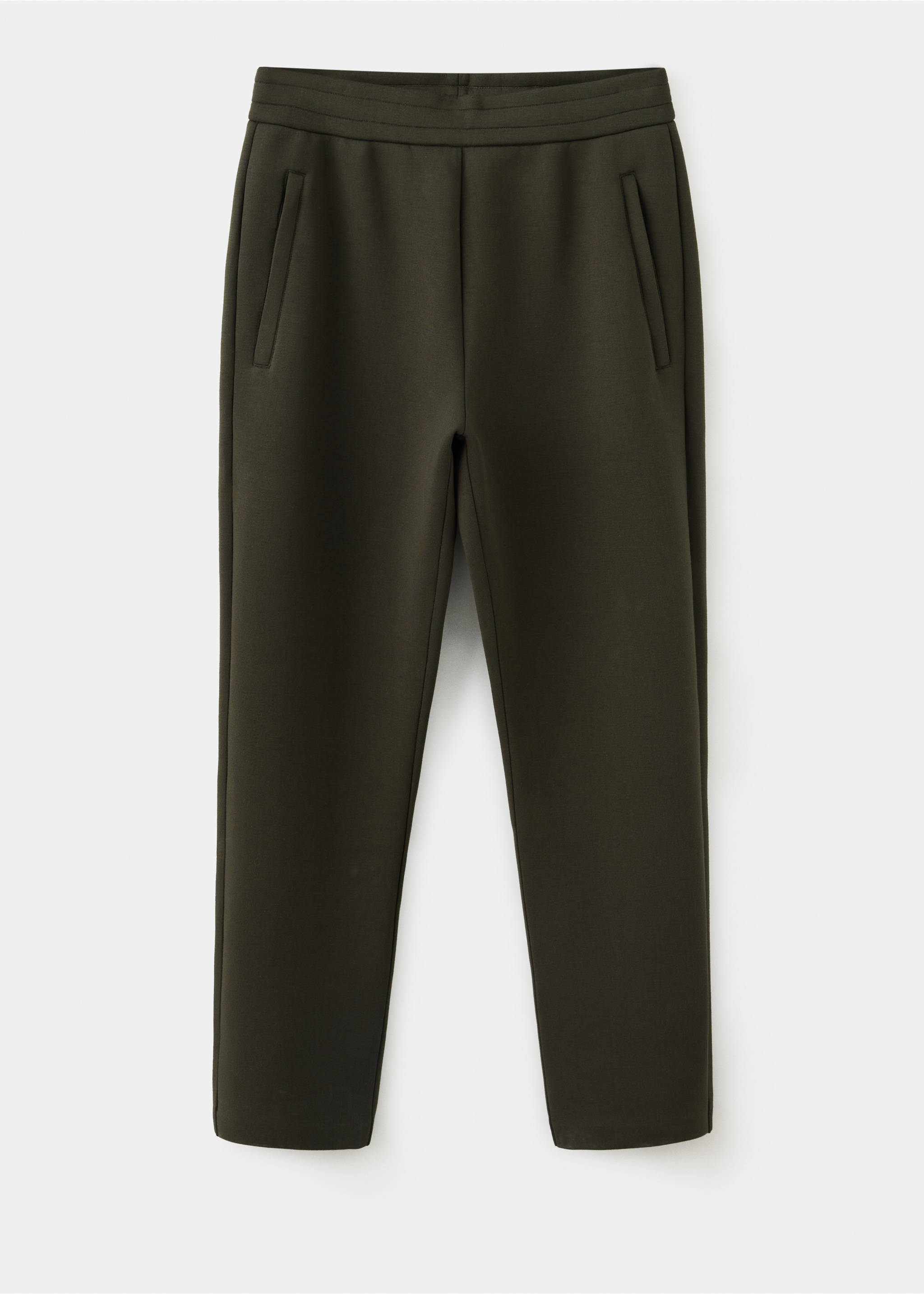 Joggers de hombre en verde oscuro con cintura elástica y bolsillos con cremallera., Khaki. Ref: 37046738-00.