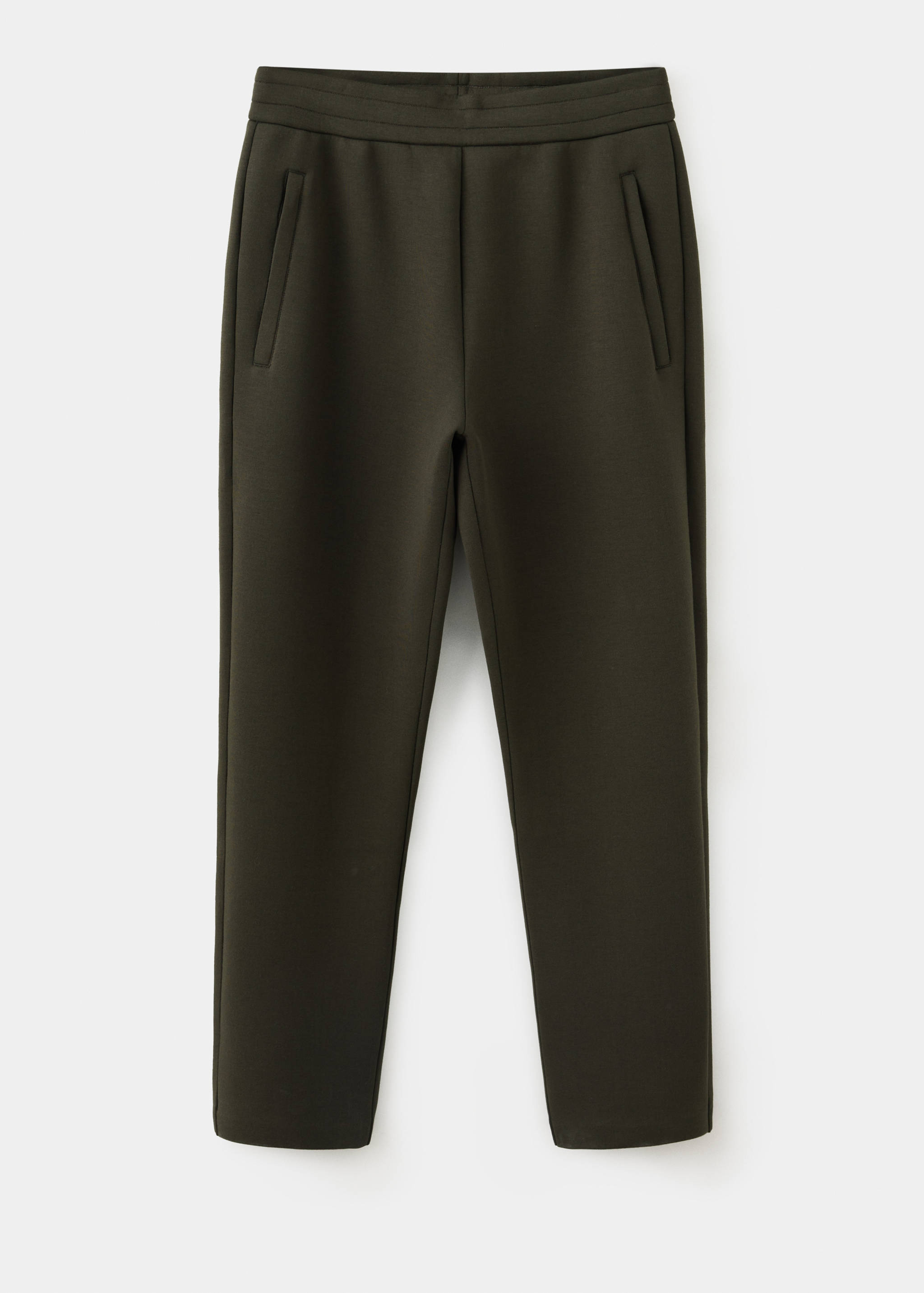 Joggers de hombre en verde oscuro con cintura elástica y bolsillos con cremallera.