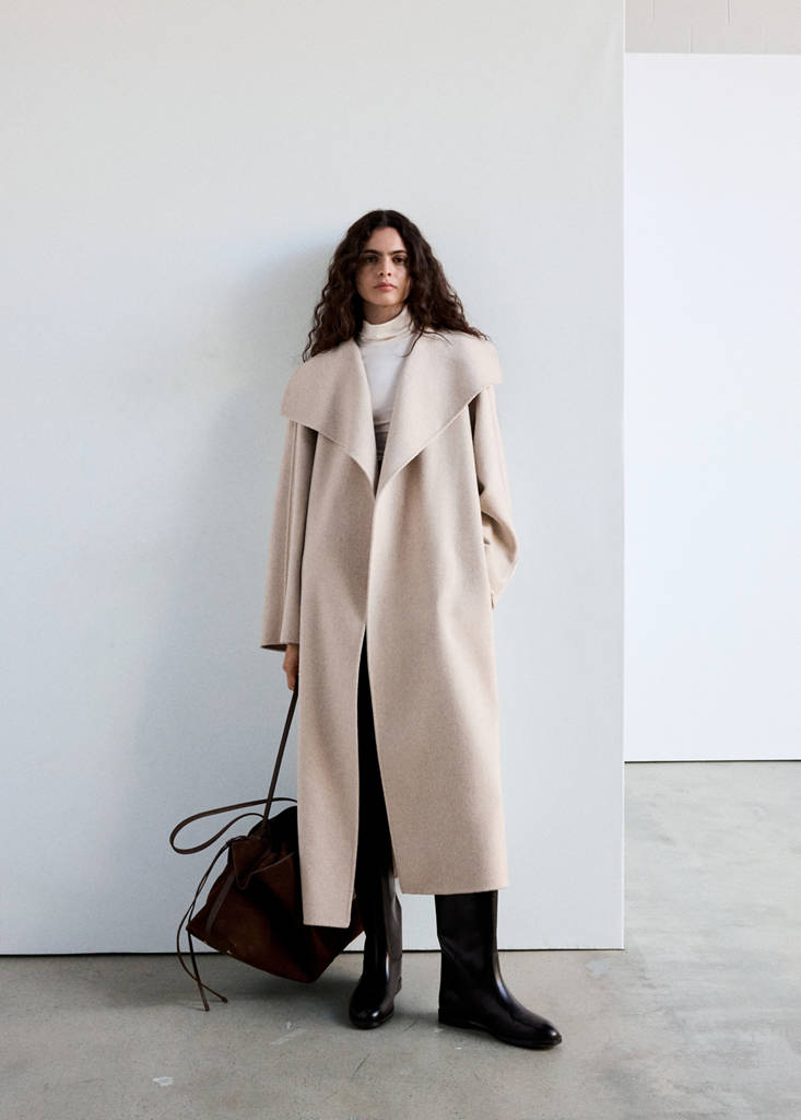 Handmade wool coat with belt — Light/Pastel Grey