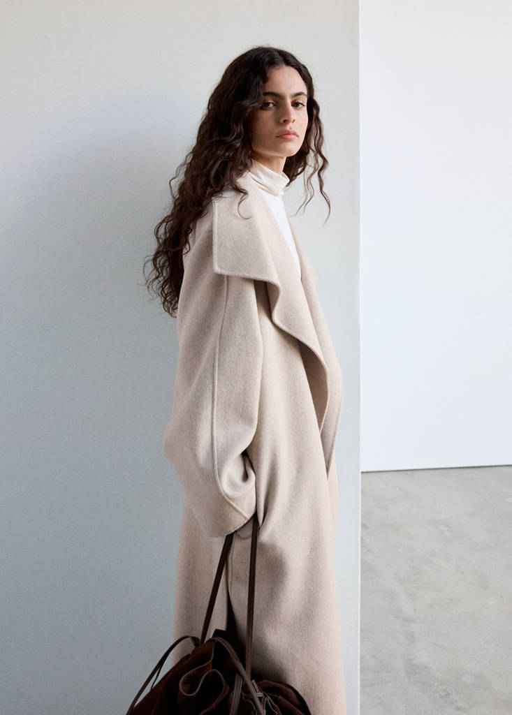 Handmade wool coat with belt — Light/Pastel Grey