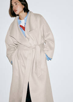 Handmade wool coat with belt — Light/Pastel Grey 5