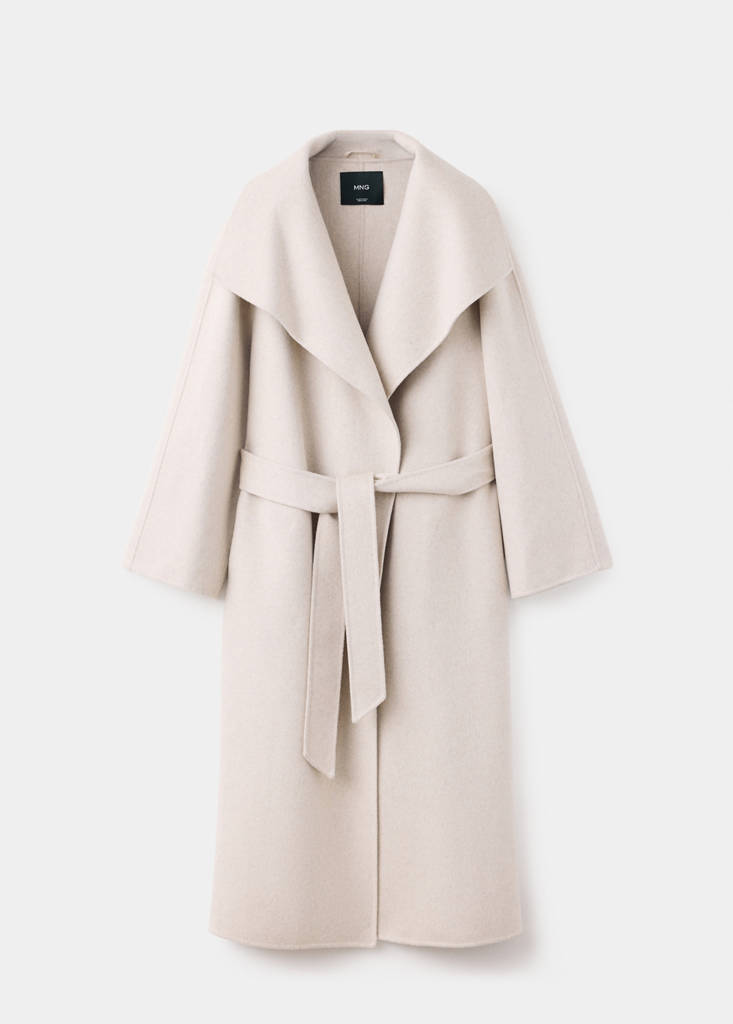 Handmade wool coat with belt — Light/Pastel Grey