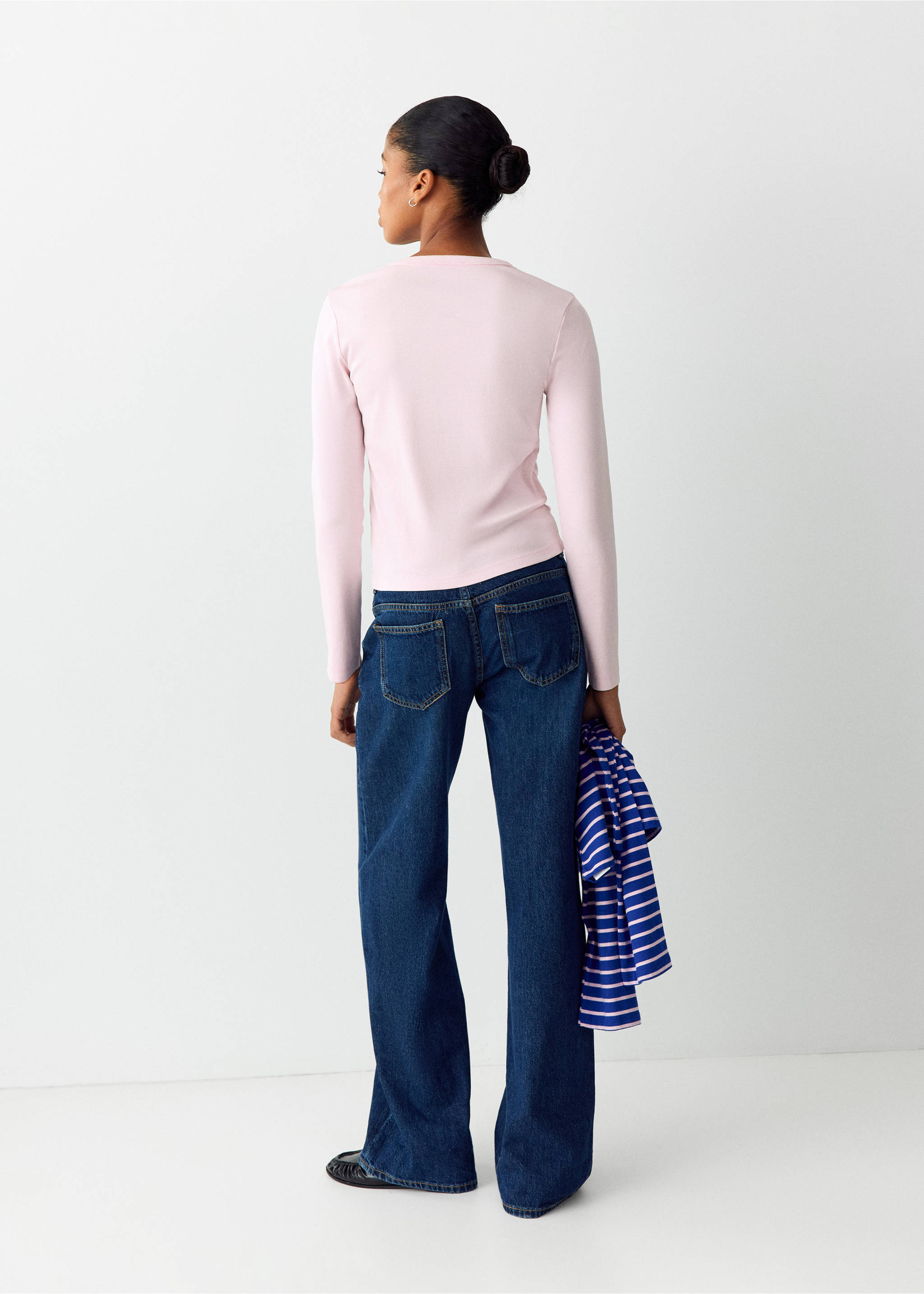 Long sleeve cotton t-shirt - Reverse of the article, Pink. Ref: 37046740-00.