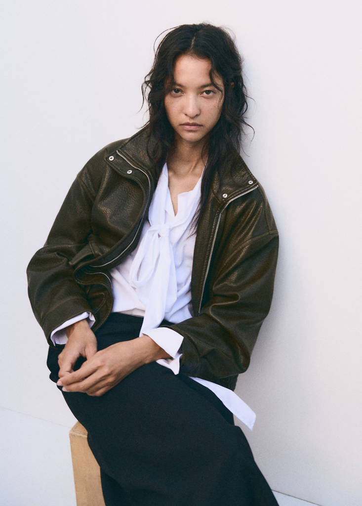 Bomber jacket with funnel neck by Mango
