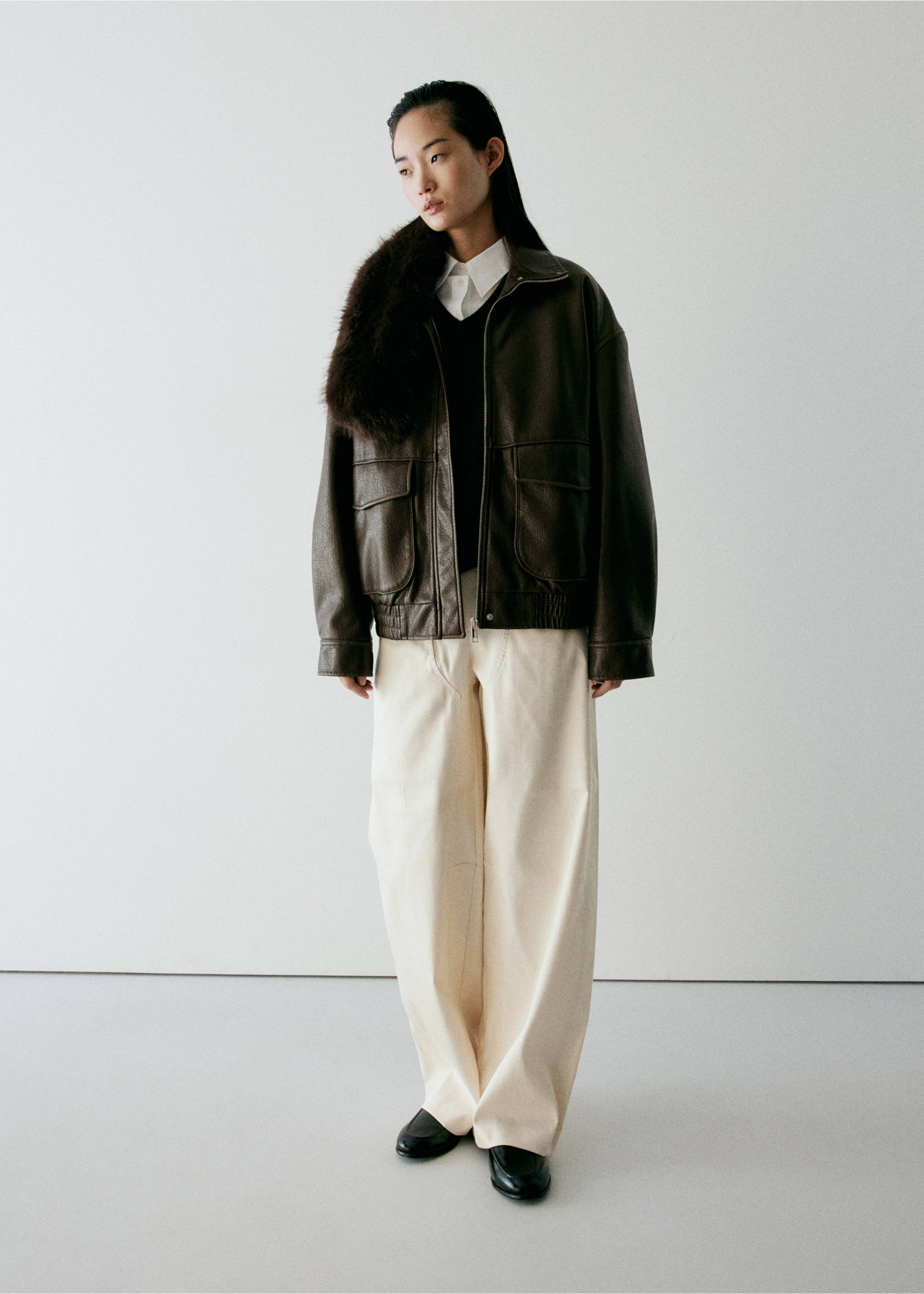 Bomber jacket with funnel neck - General plane, Khaki. Ref: 37046742-02.