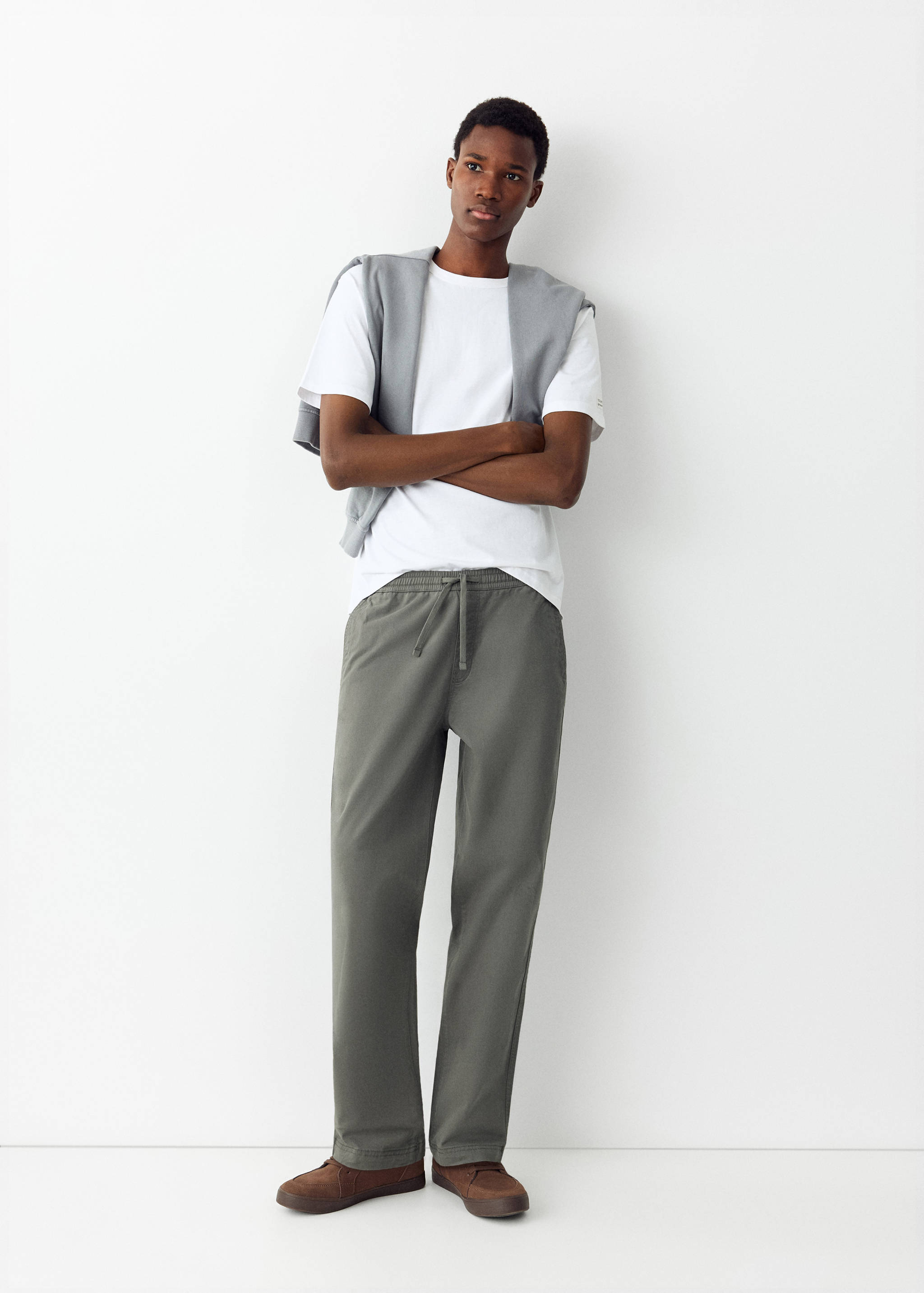 Drawstring straight trousers - General plane