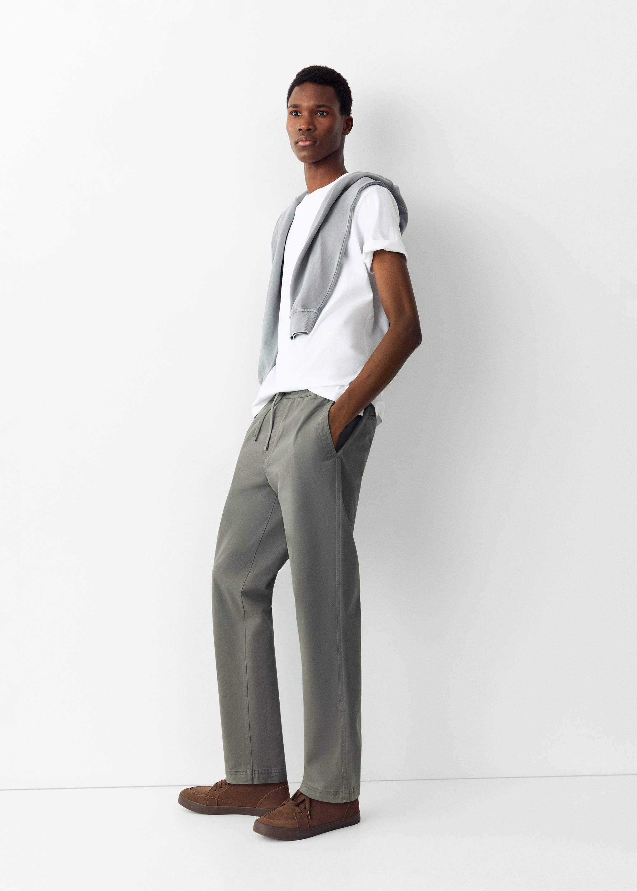 Drawstring straight trousers - Medium plane