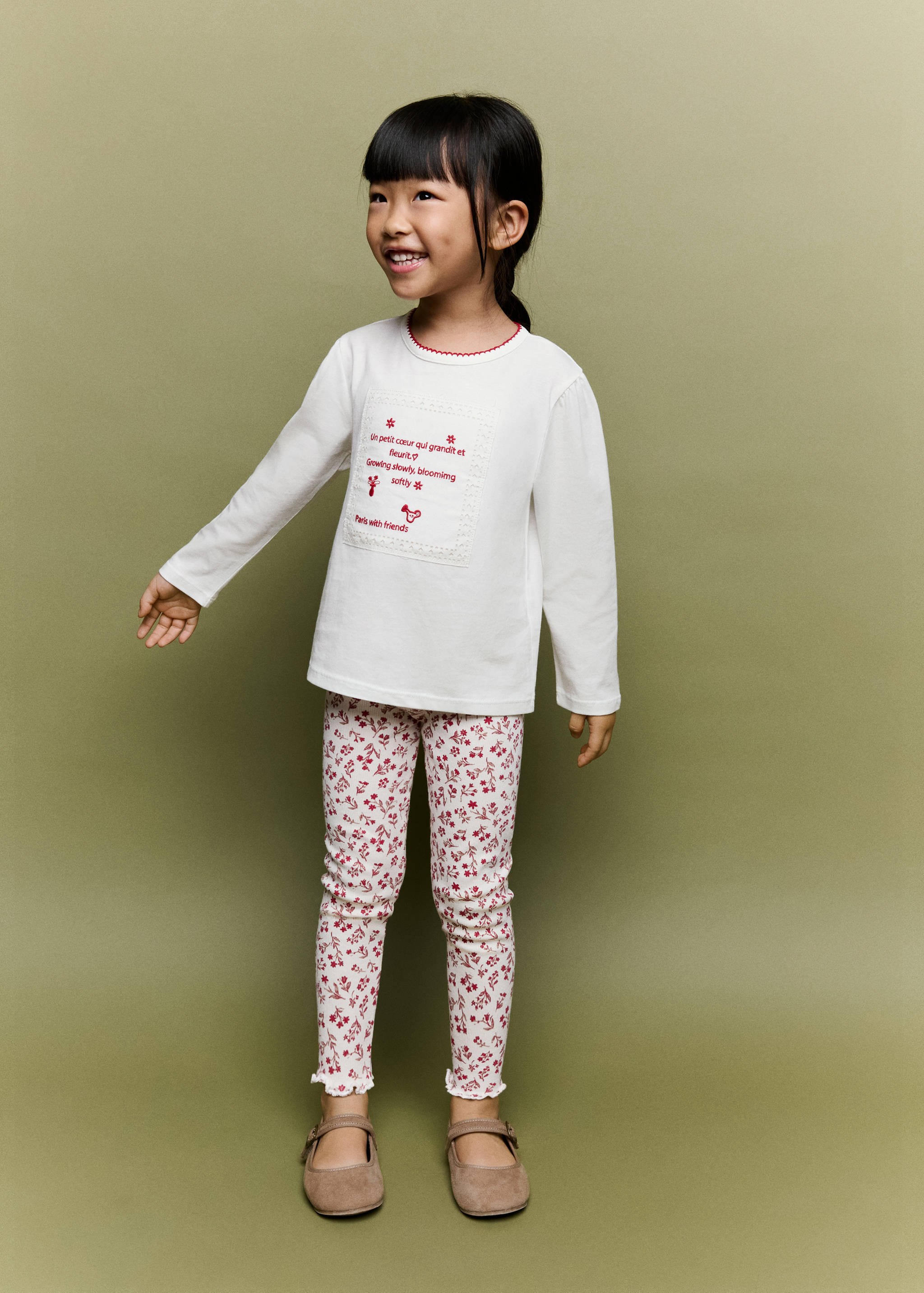 Ribbed floral leggings - General plane