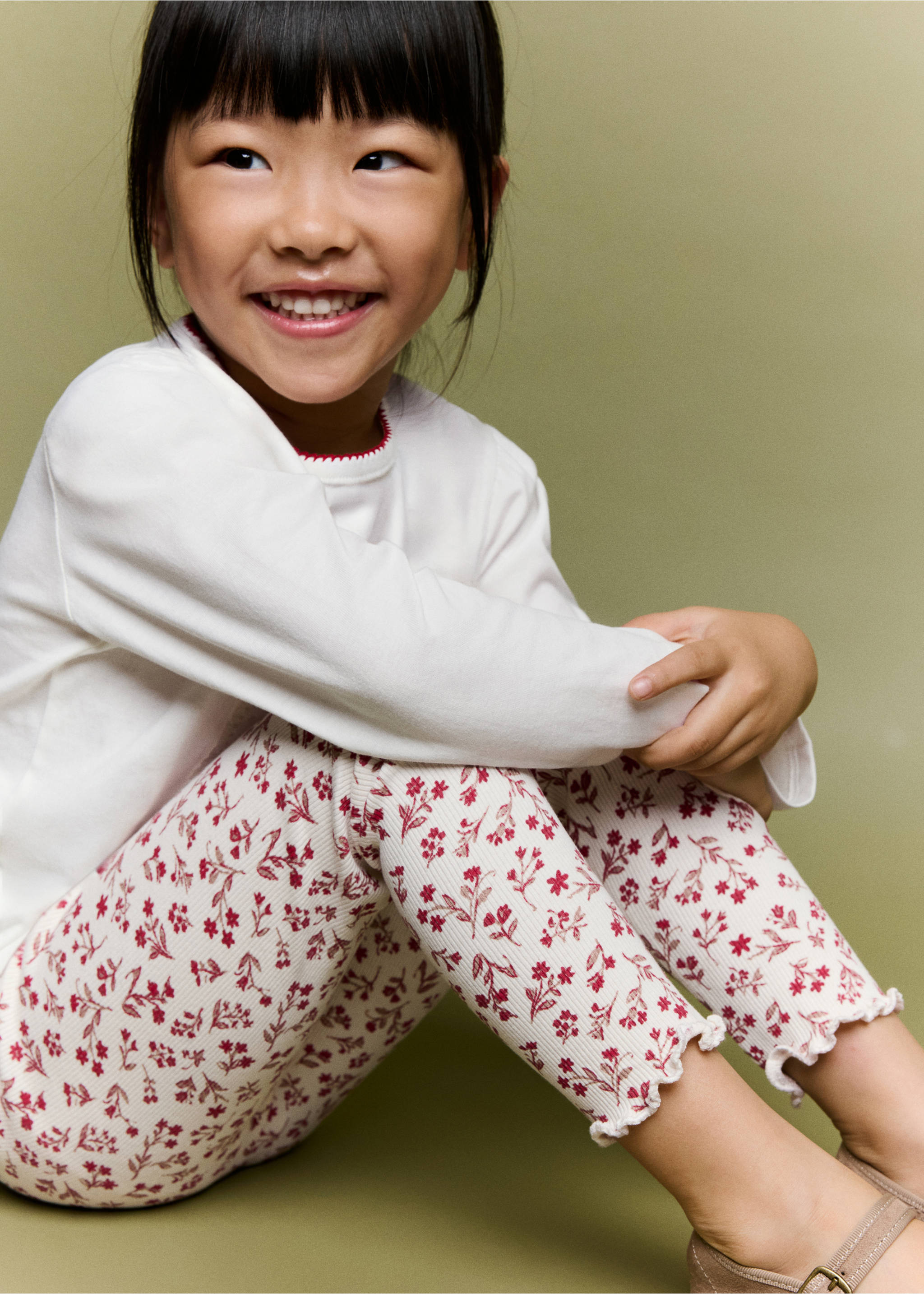 Ribbed floral leggings - Medium plane, Off White. Ref: 37046744-00.
