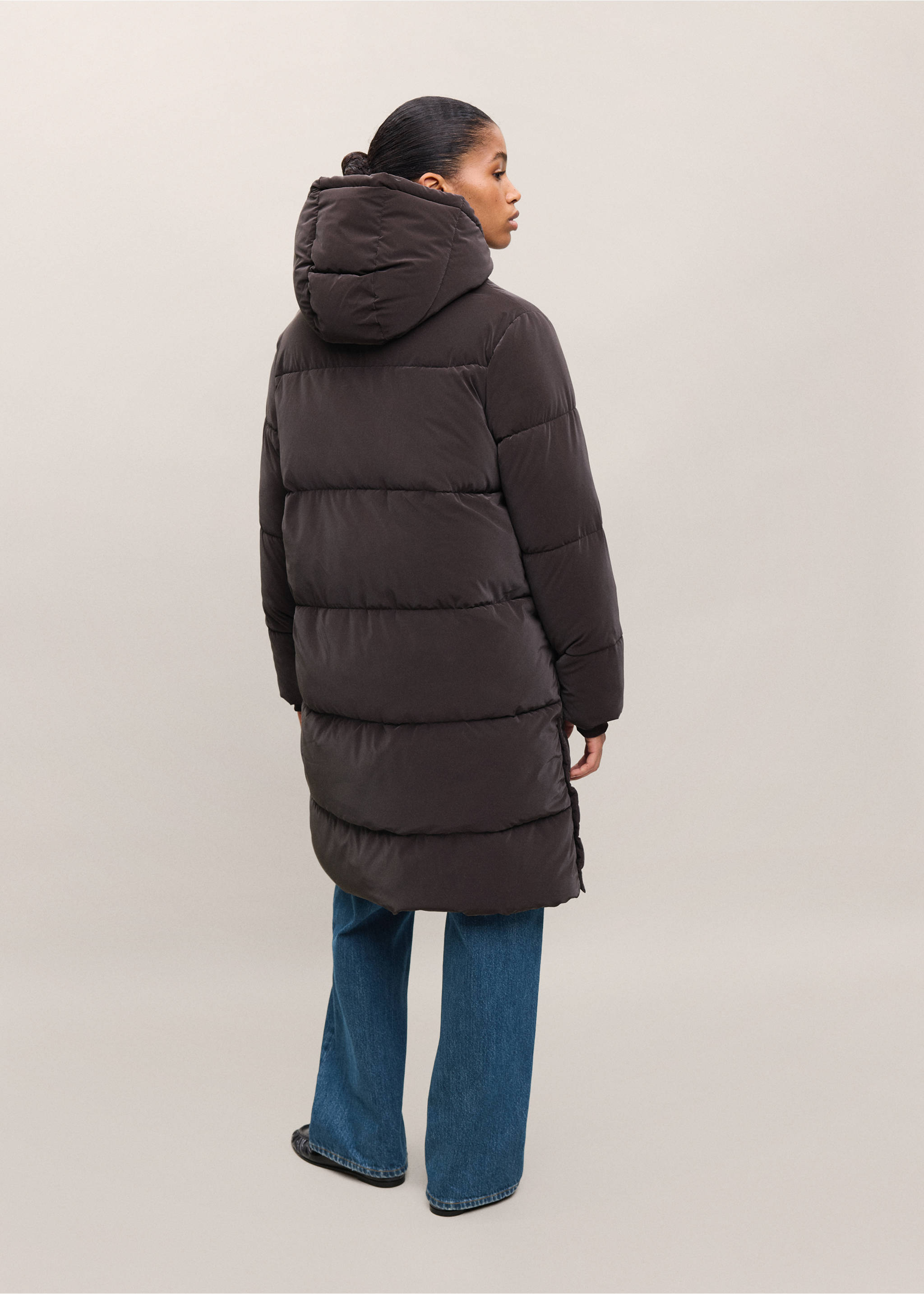 Anorak long capuche amovible - Verso de l’article, Marron. Ref: 37047114-00.