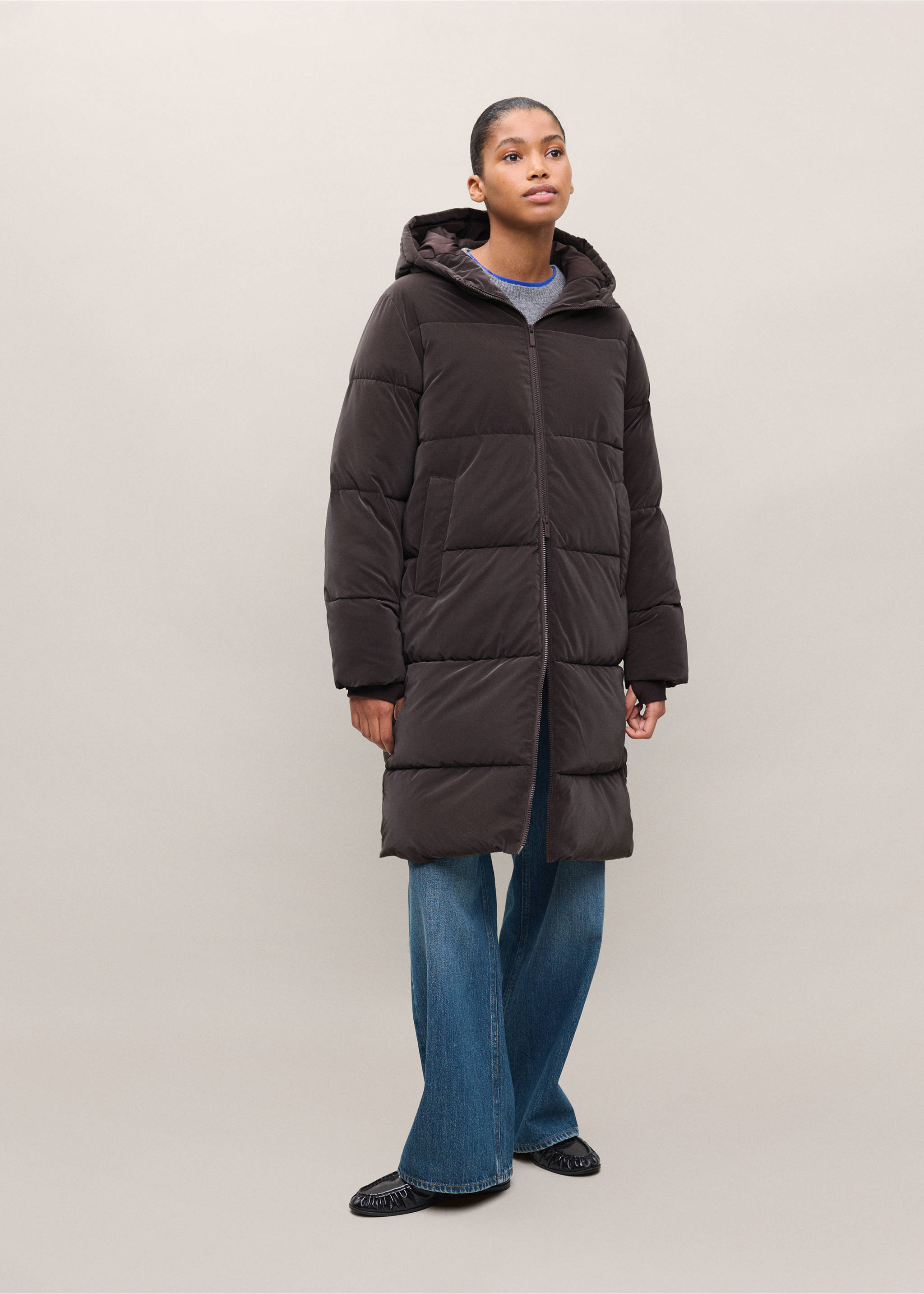 Anorak long capuche amovible - Détail de l'article 2, Marron. Ref: 37047114-00.