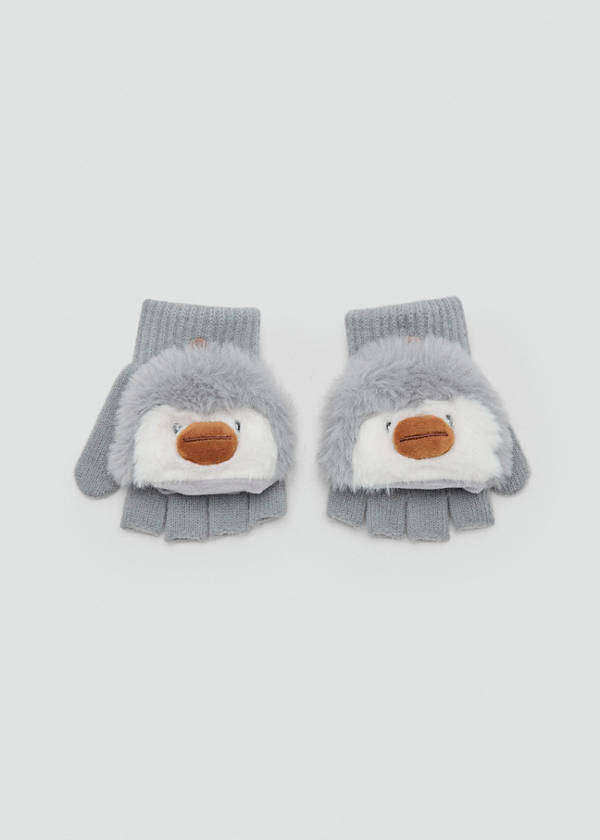 Penguin mitten gloves — Grey