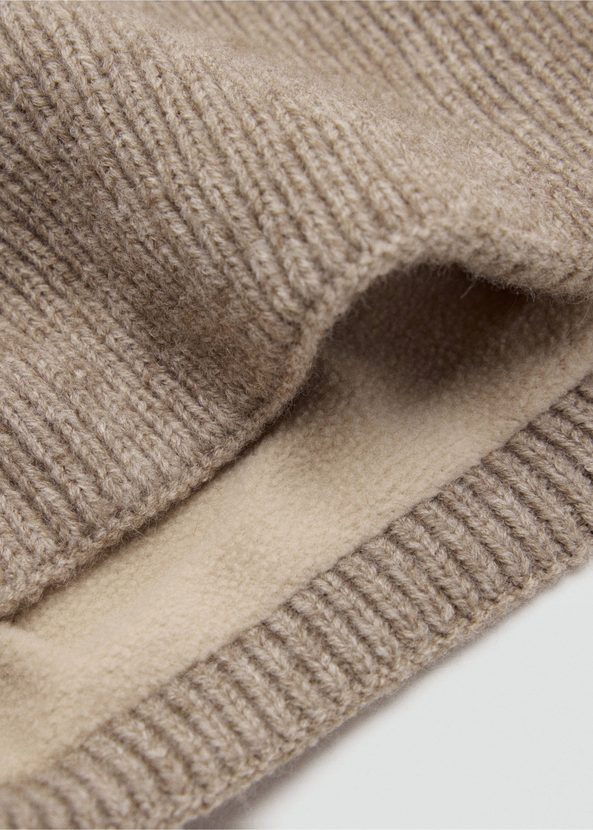 Ribbed scarf with relief logo - Medium plane, Sand. Ref: 37047118-00.