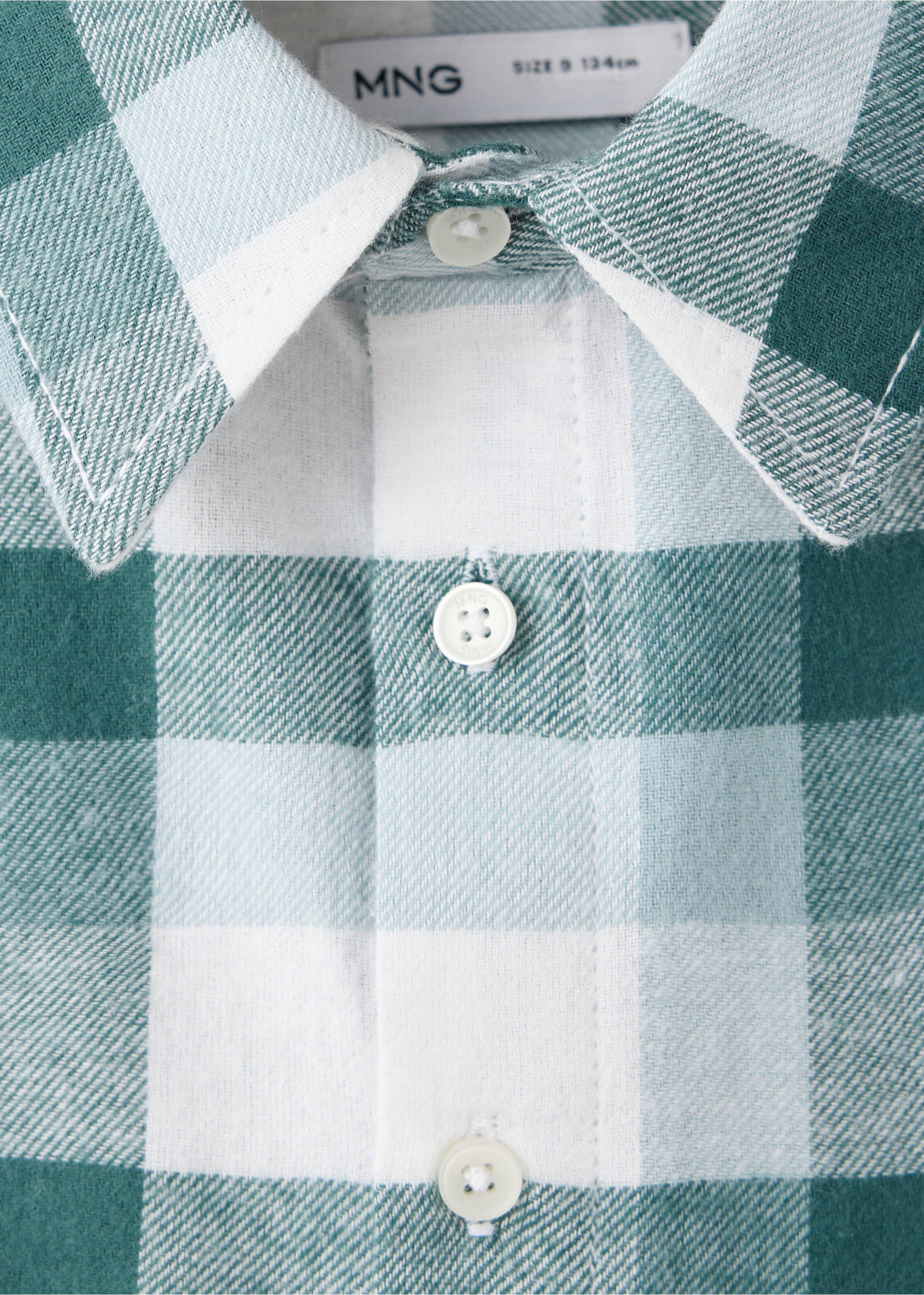 Cotton check shirt - Details of the article 8, Blue. Ref: 37047120-00.