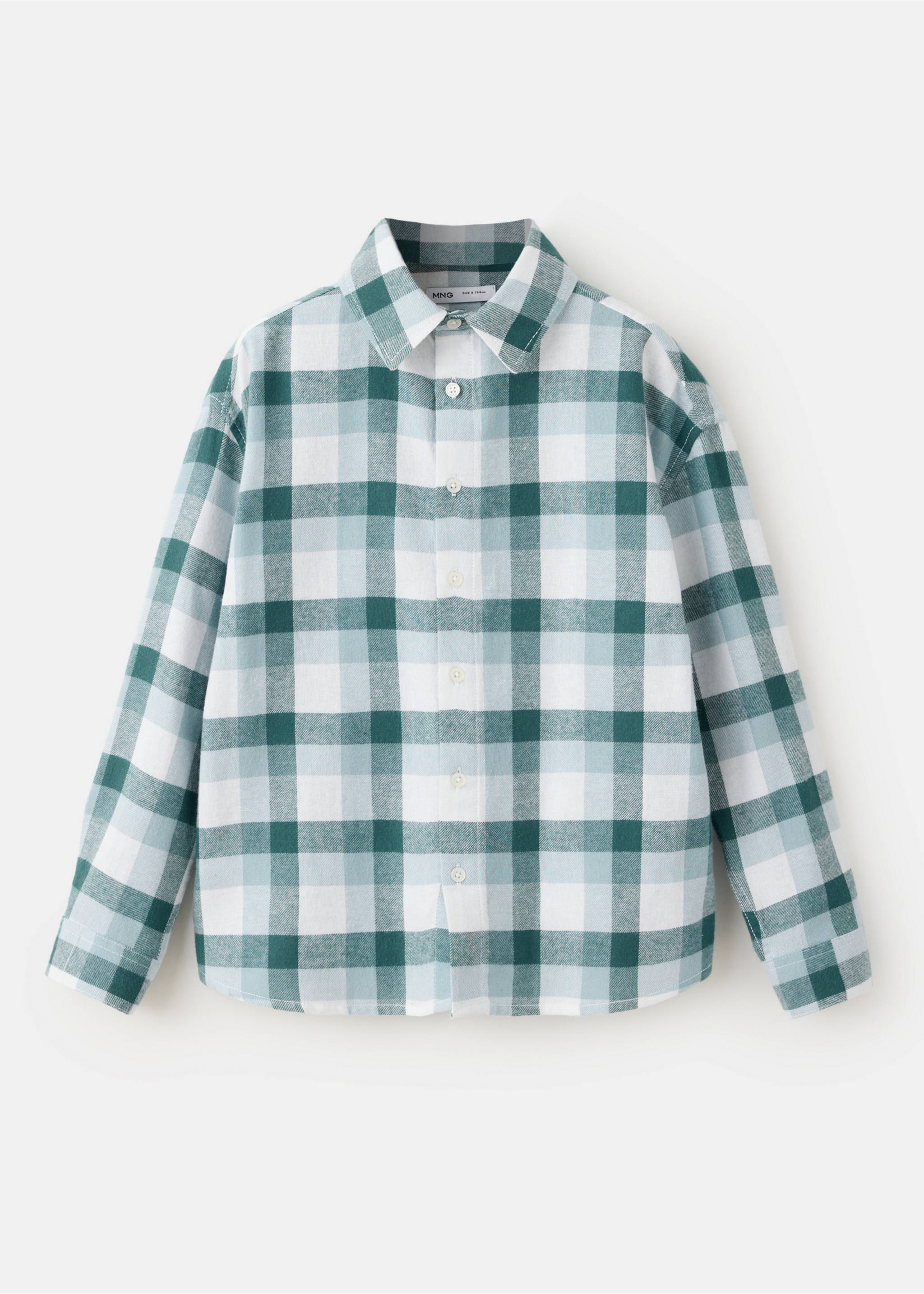 Cotton check shirt - Article without model, Blue. Ref: 37047120-00.