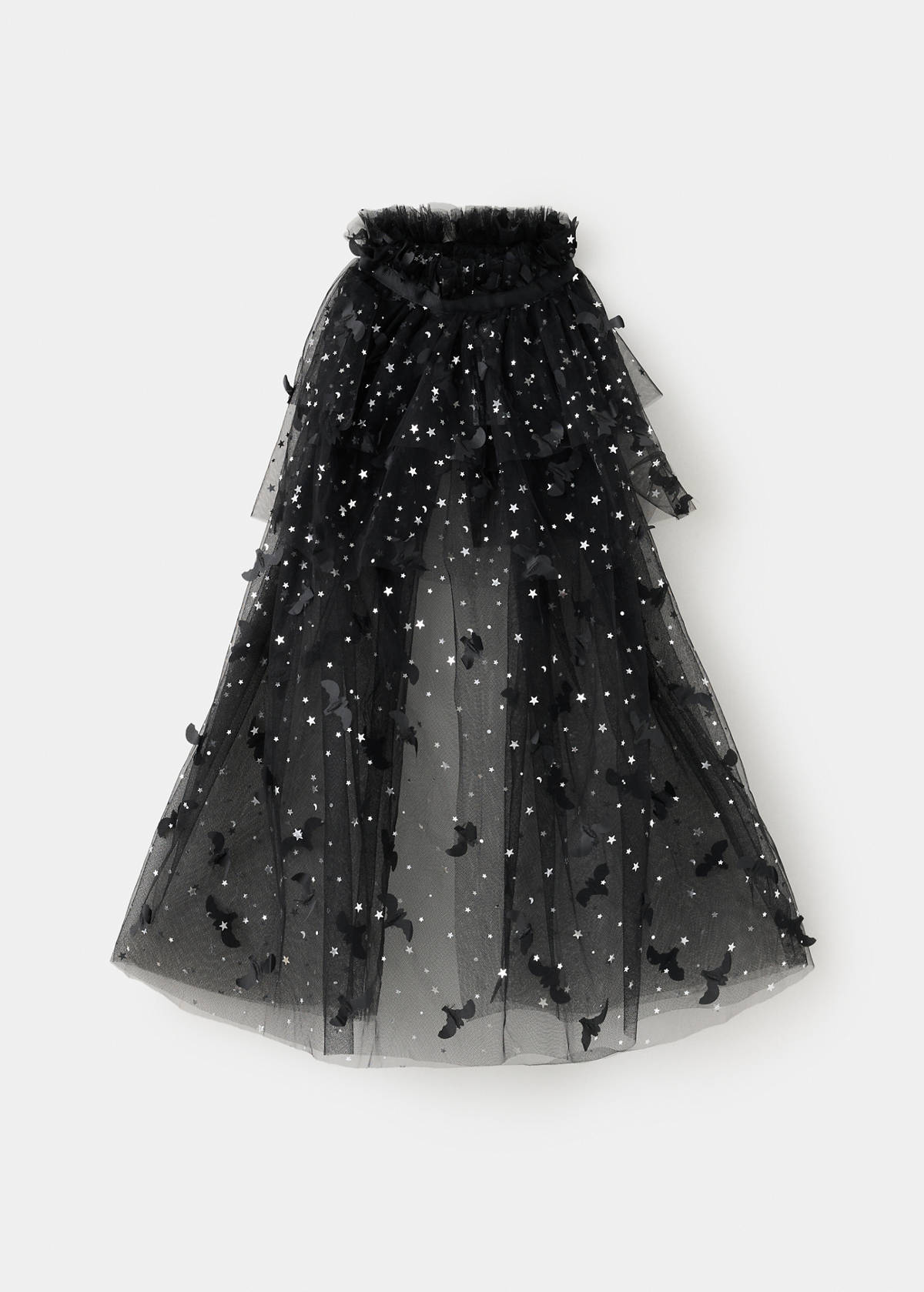 Halloween bat tulle cape — Black