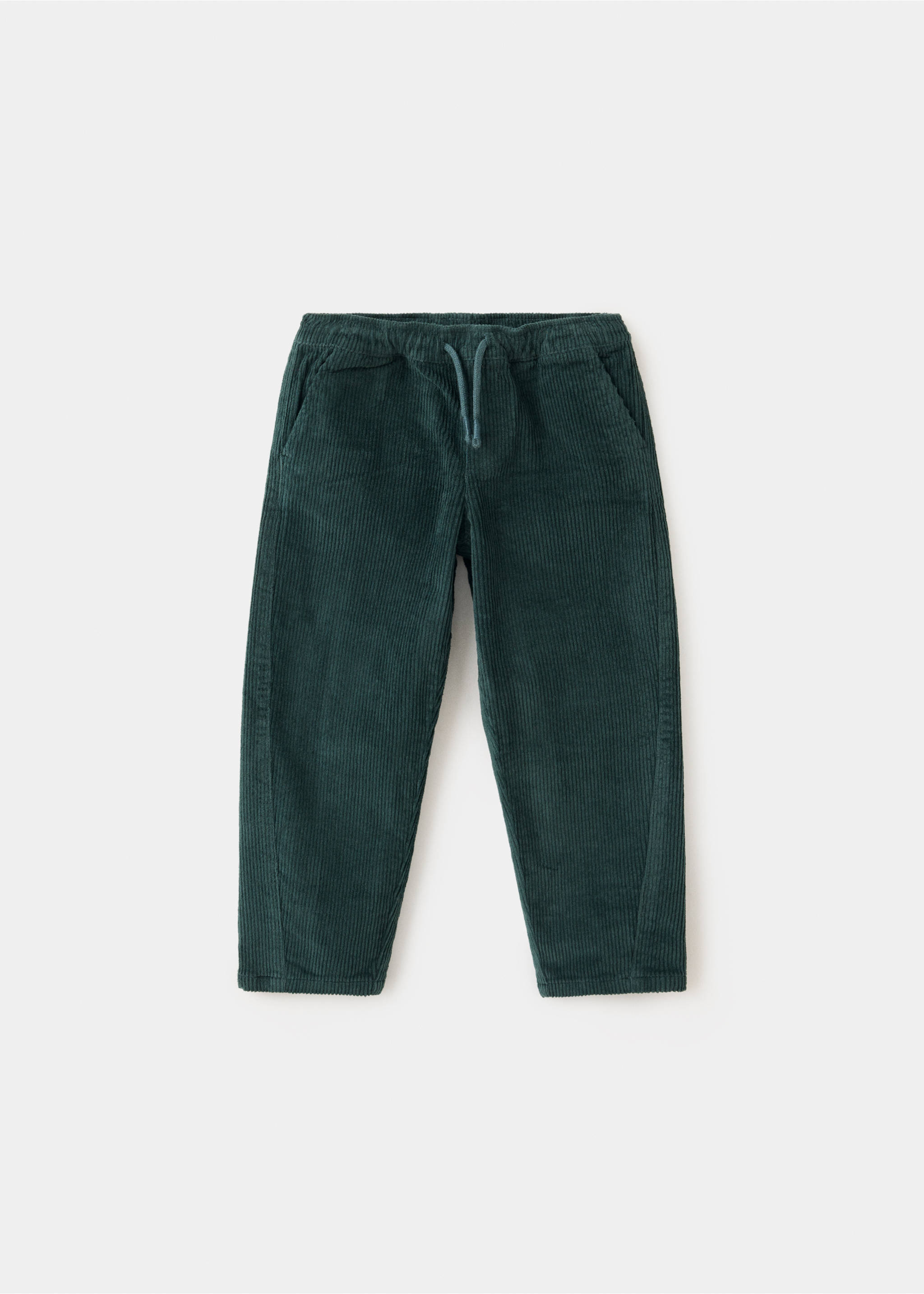 Dark green corduroy trousers with an elasticated waistband., Petrol Blue. Ref: 37047125-00.