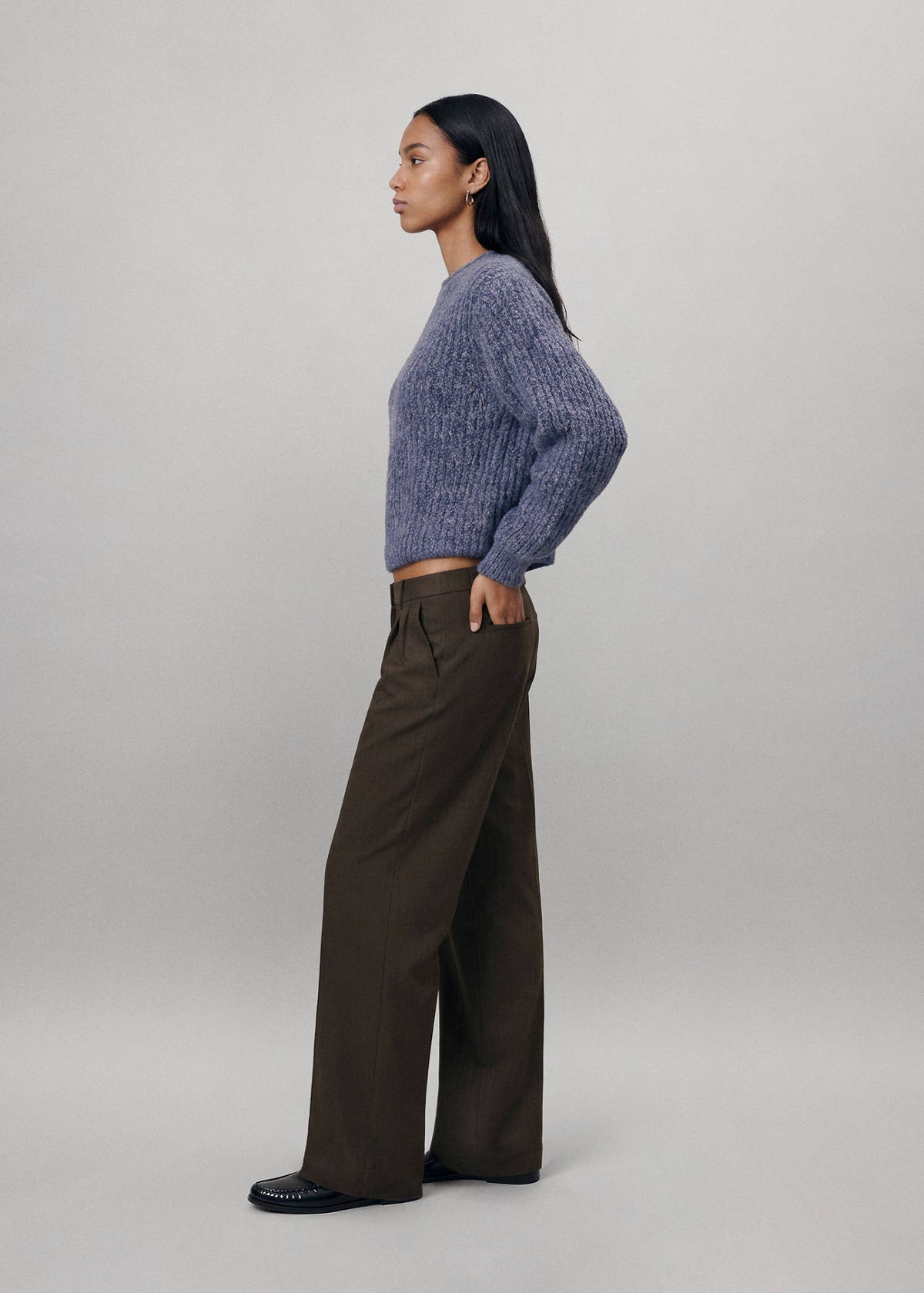 Straight-fit pleated trousers — Brown
