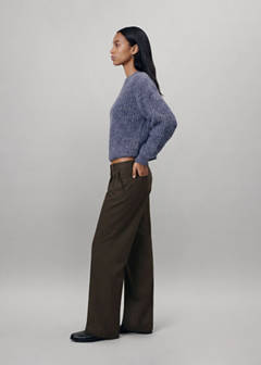 Straight-fit pleated trousers — Brown 1