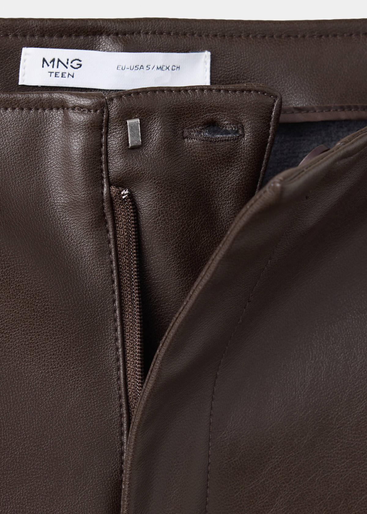 Wide leg faux-leather trousers — Brown