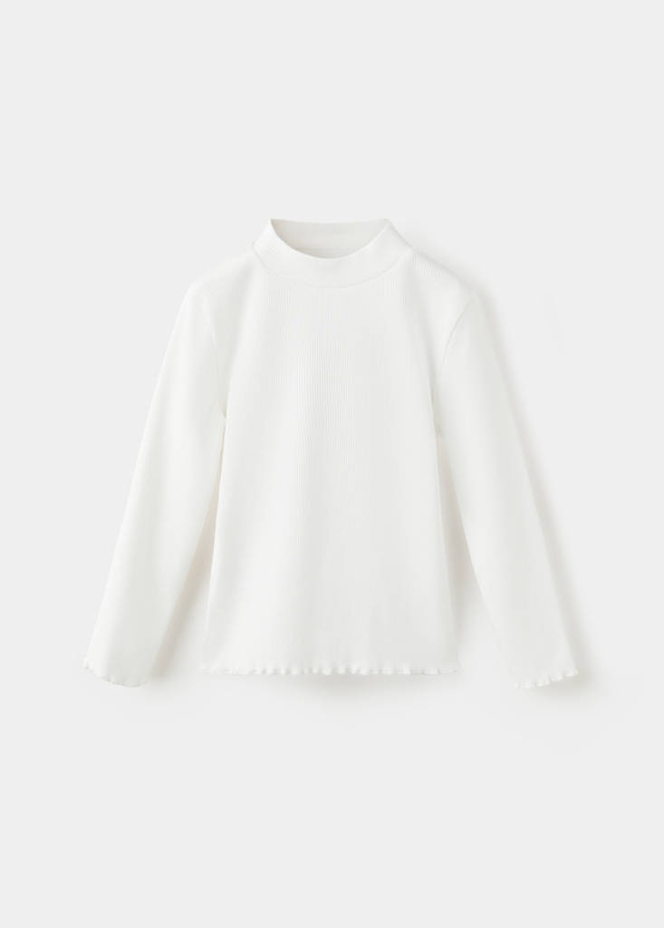 Ribbed T-shirt with wavy edges — Off White