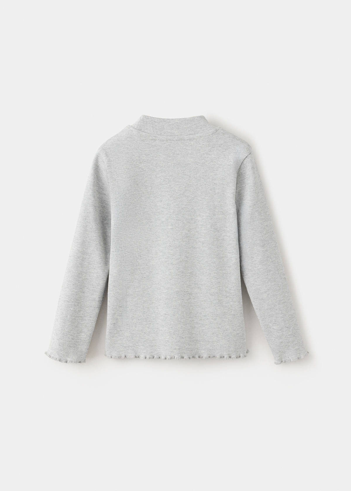 Ribbed T-shirt with wavy edges — Light Heather Grey