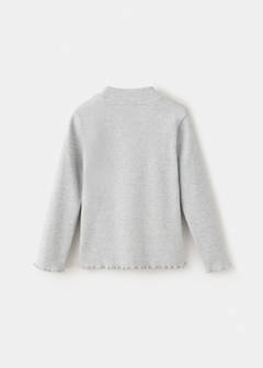 Ribbed T-shirt with wavy edges — Light Heather Grey 3