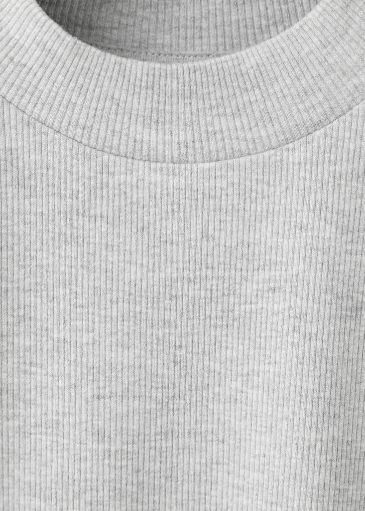 Ribbed T-shirt with wavy edges — Light Heather Grey