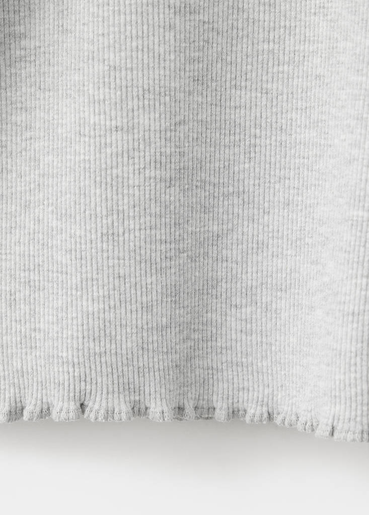 Ribbed T-shirt with wavy edges — Light Heather Grey