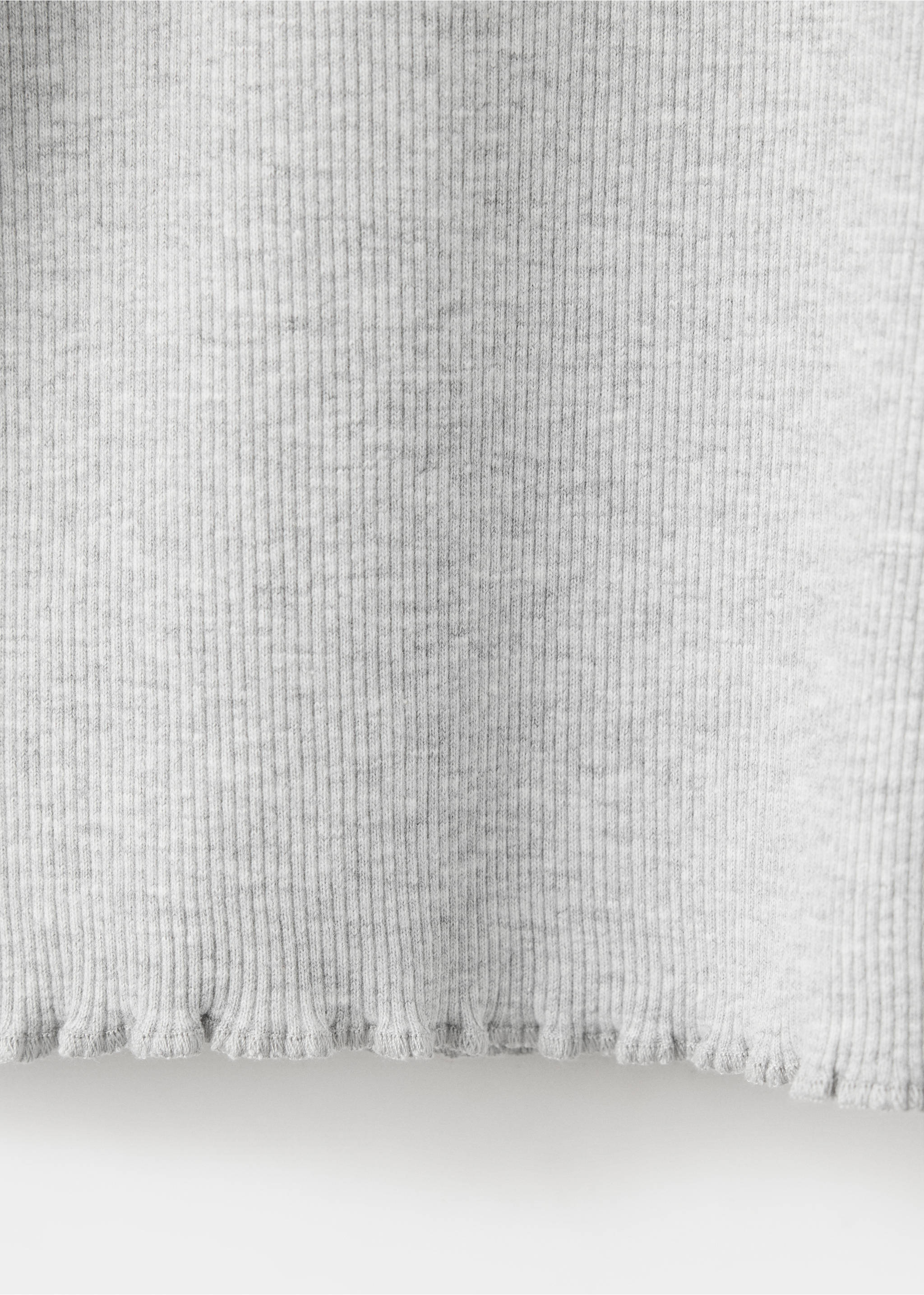 Ribbed T-shirt with wavy edges - Details of the article 0, Light Heather Grey. Ref: 37047131-00.