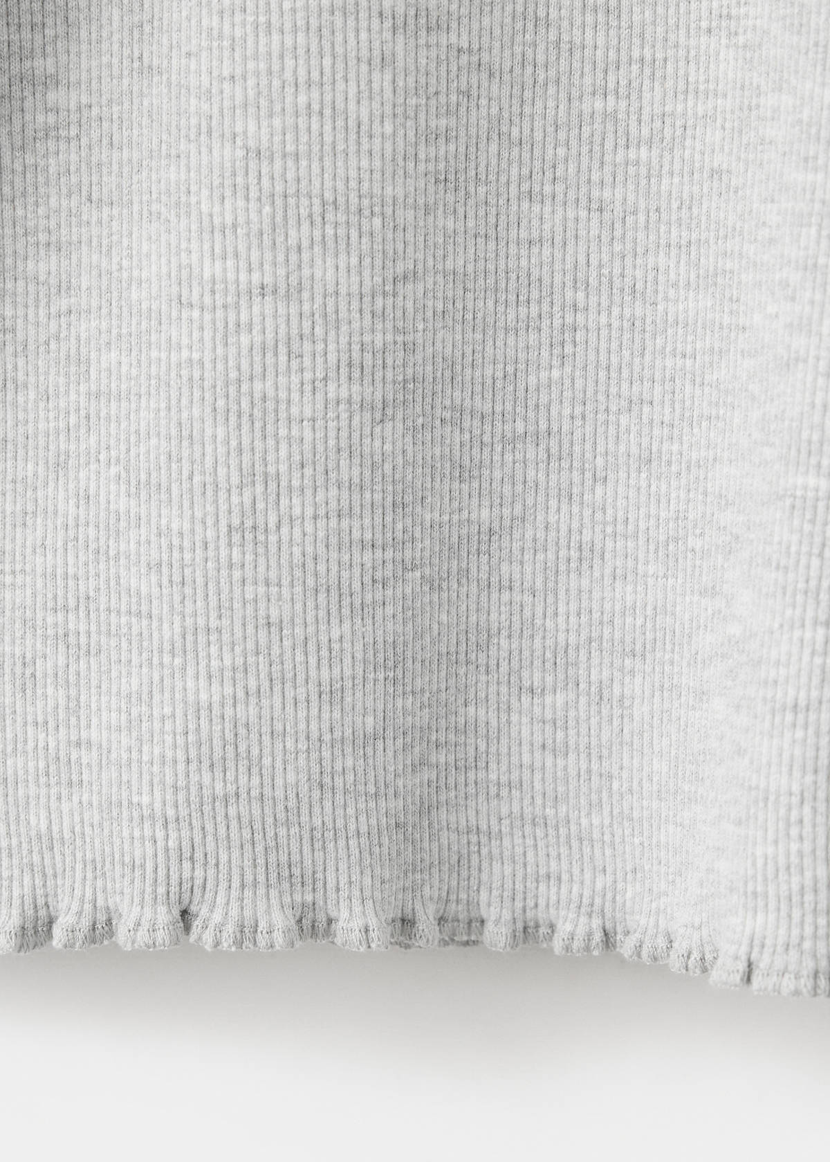 Ribbed T-shirt with wavy edges — Light Heather Grey