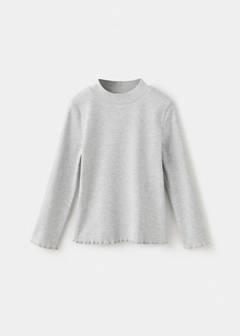 Ribbed T-shirt with wavy edges — Light Heather Grey 4