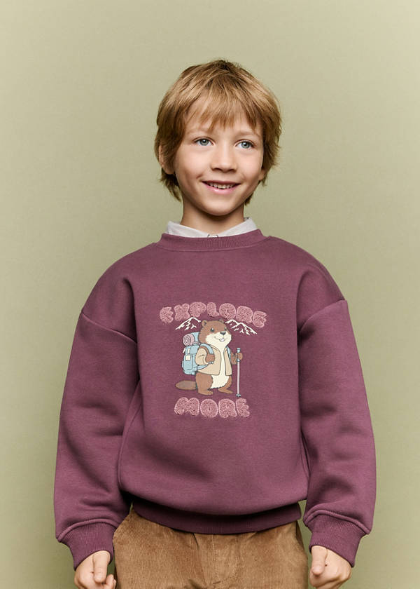 Printed cotton sweatshirt — Maroon