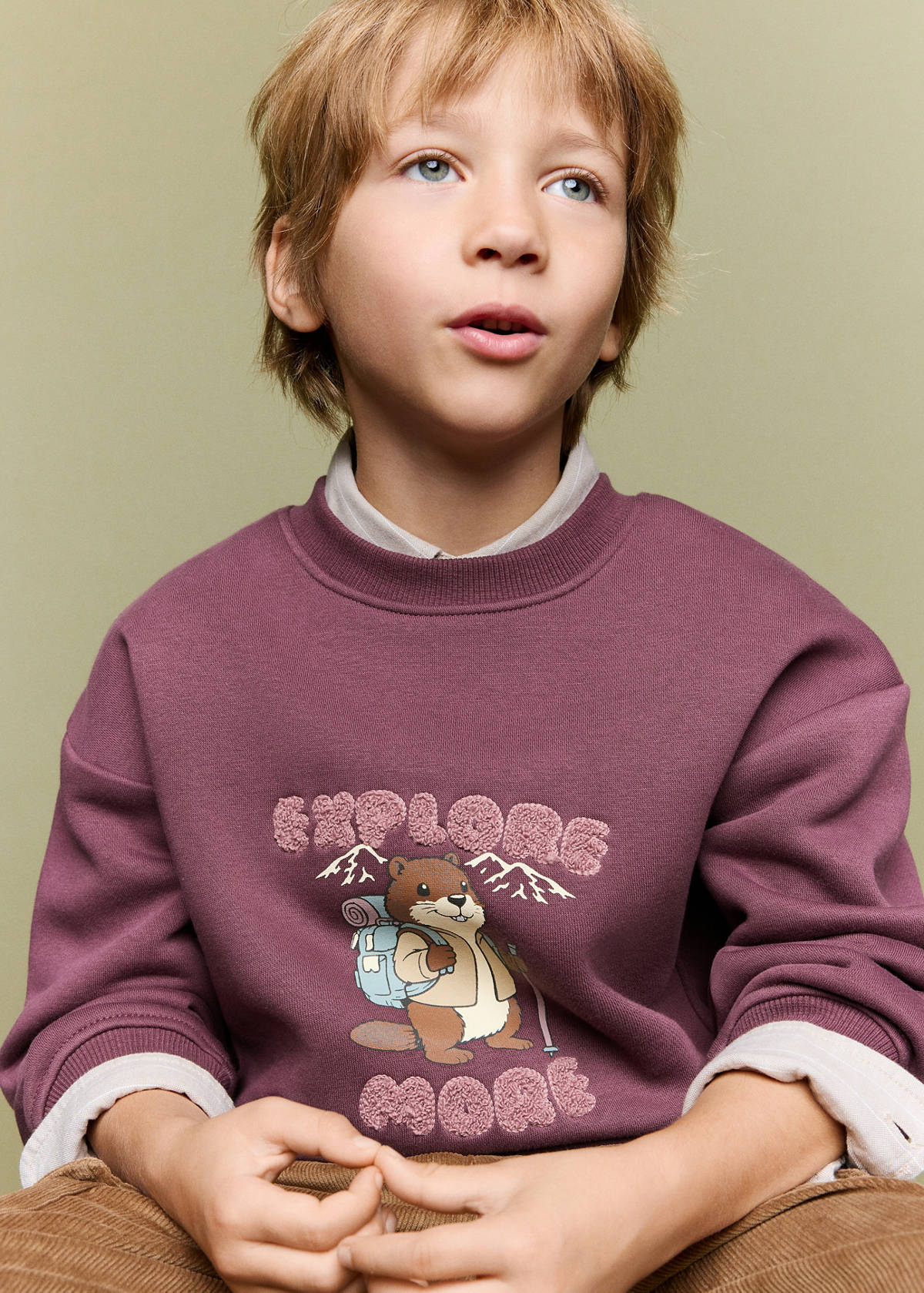Printed cotton sweatshirt — Maroon
