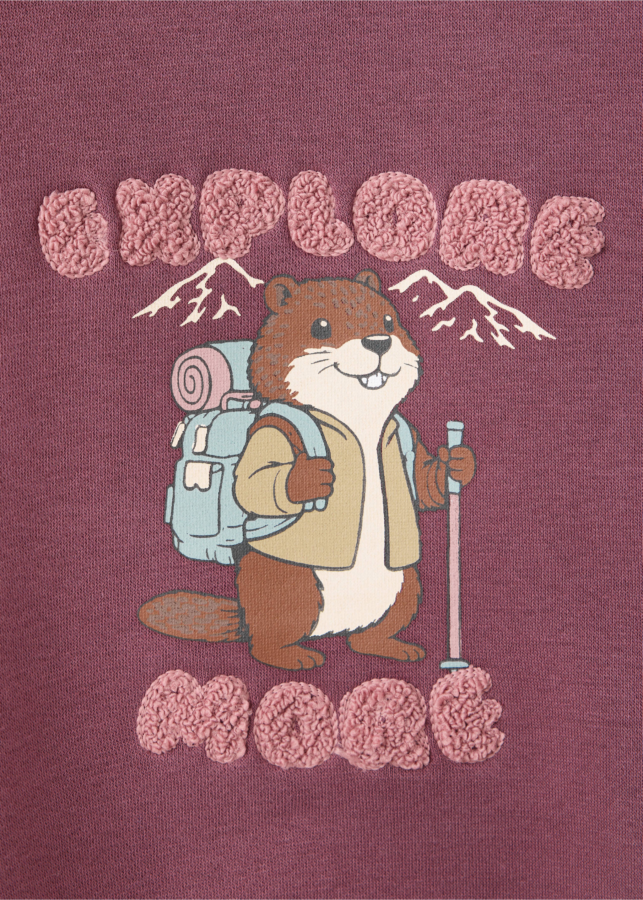 Gemustertes Baumwoll-Sweatshirt - Detail des Artikels 8, Granatrot. Ref: 37047132-00.