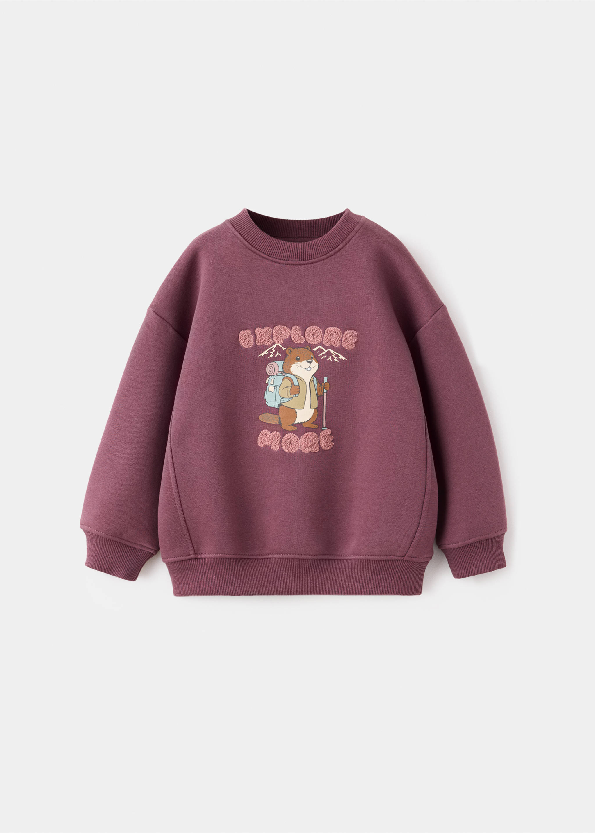 Gemustertes Baumwoll-Sweatshirt - Artikel ohne Model, Granatrot. Ref: 37047132-00.