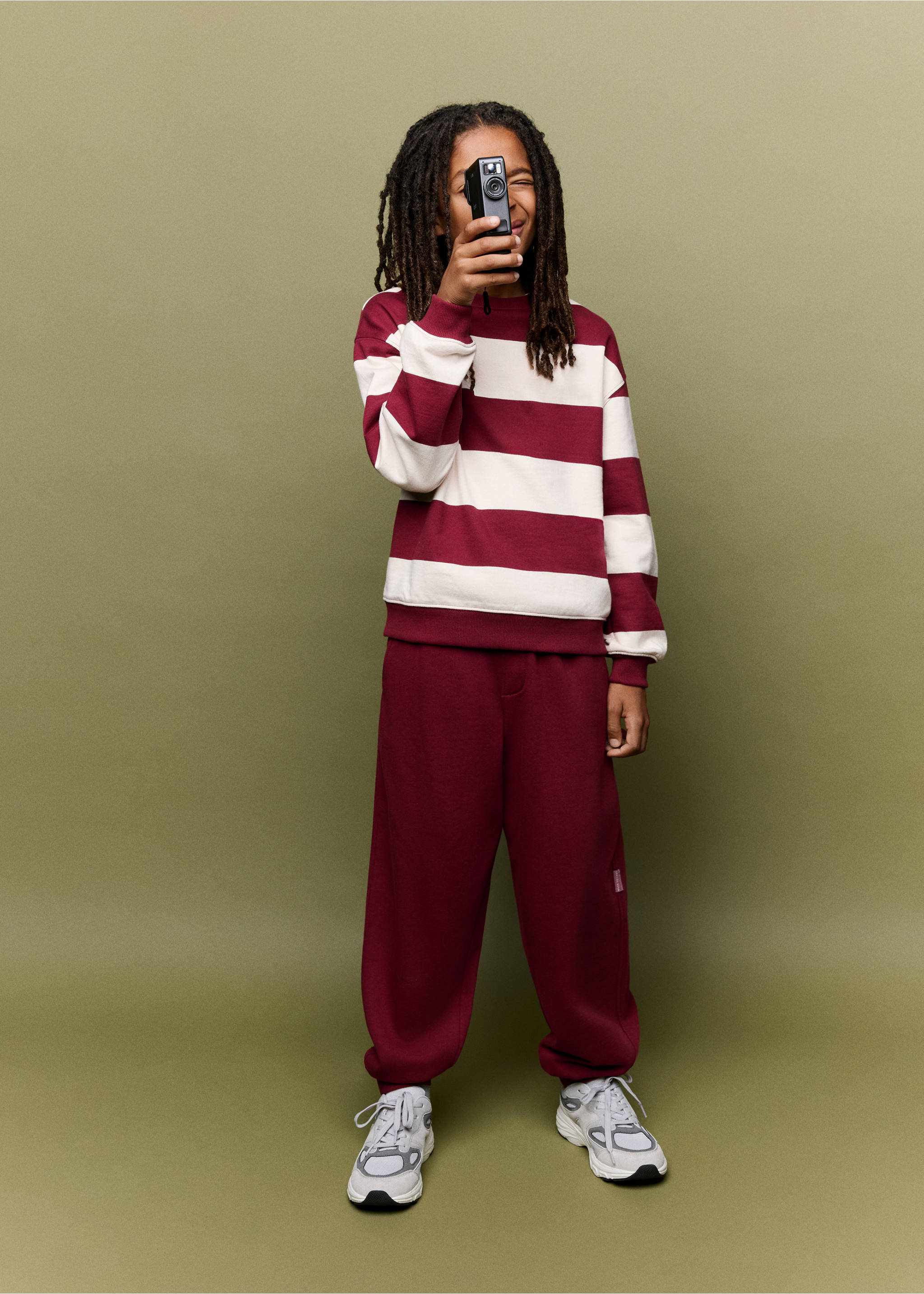 Striped cotton-blend sweatshirt - General plane, Maroon. Ref: 37047134-00.