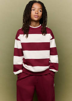 Striped cotton-blend sweatshirt — Maroon 1