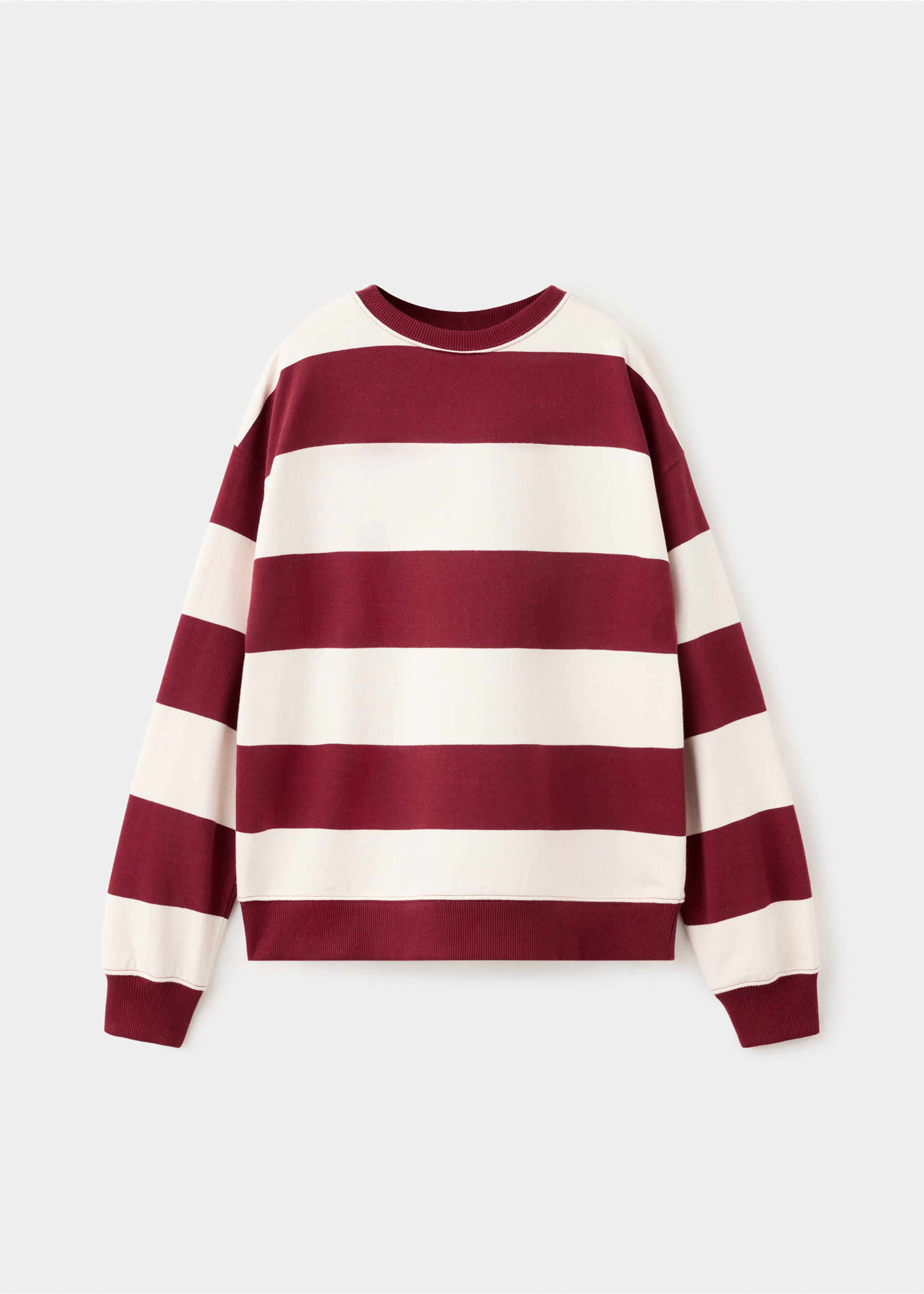 Striped cotton-blend sweatshirt - Article without model, Maroon. Ref: 37047134-00.