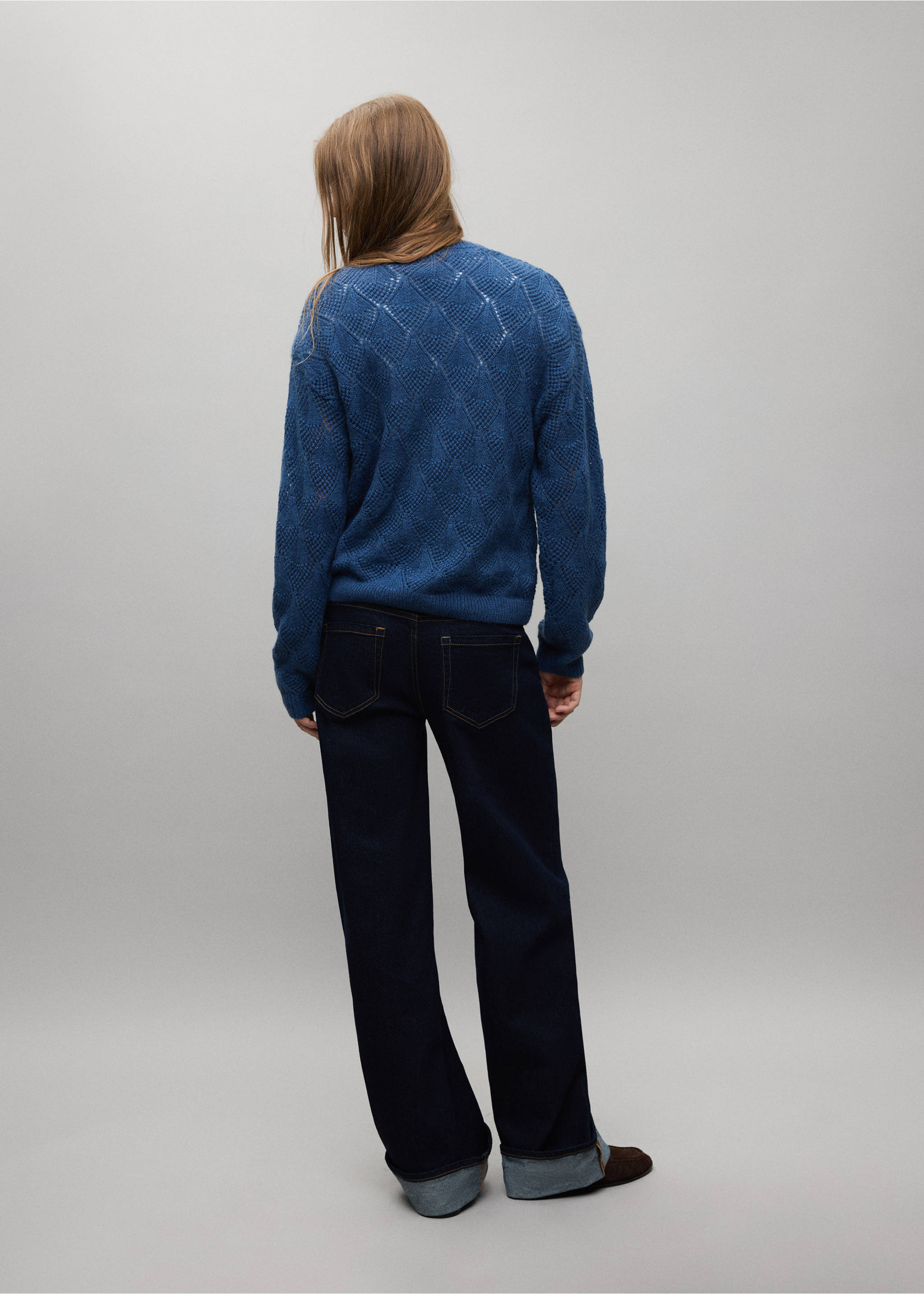 Openwork knit sweater - Reverse of the article, Blue. Ref: 37047136-00.