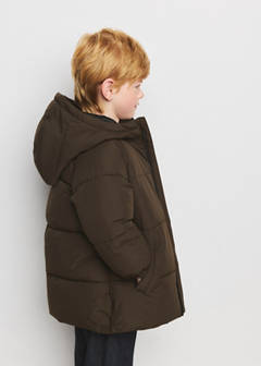 Quilted long coat — Brown 1
