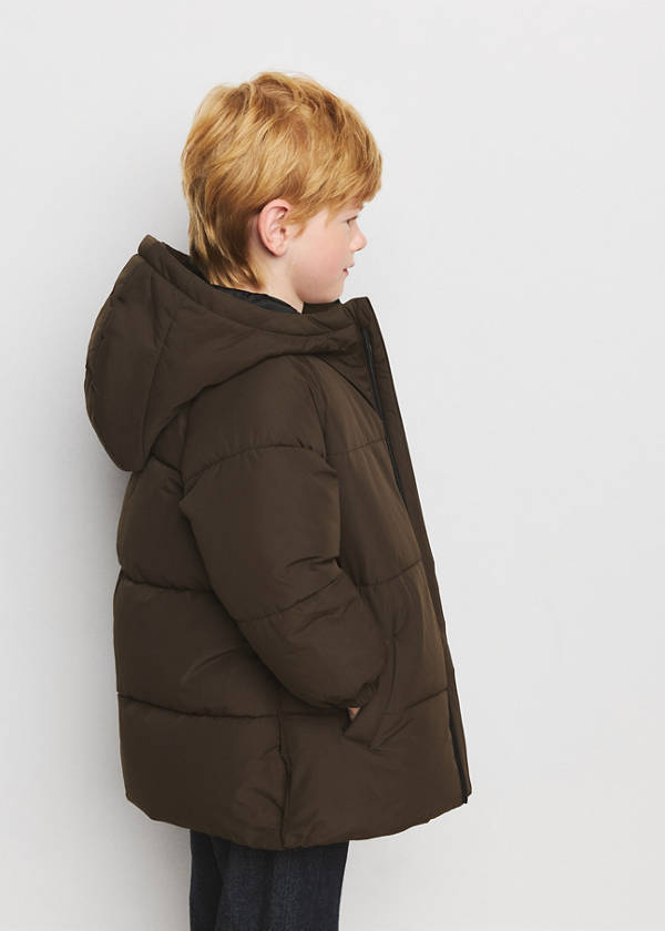 Quilted long coat — Brown