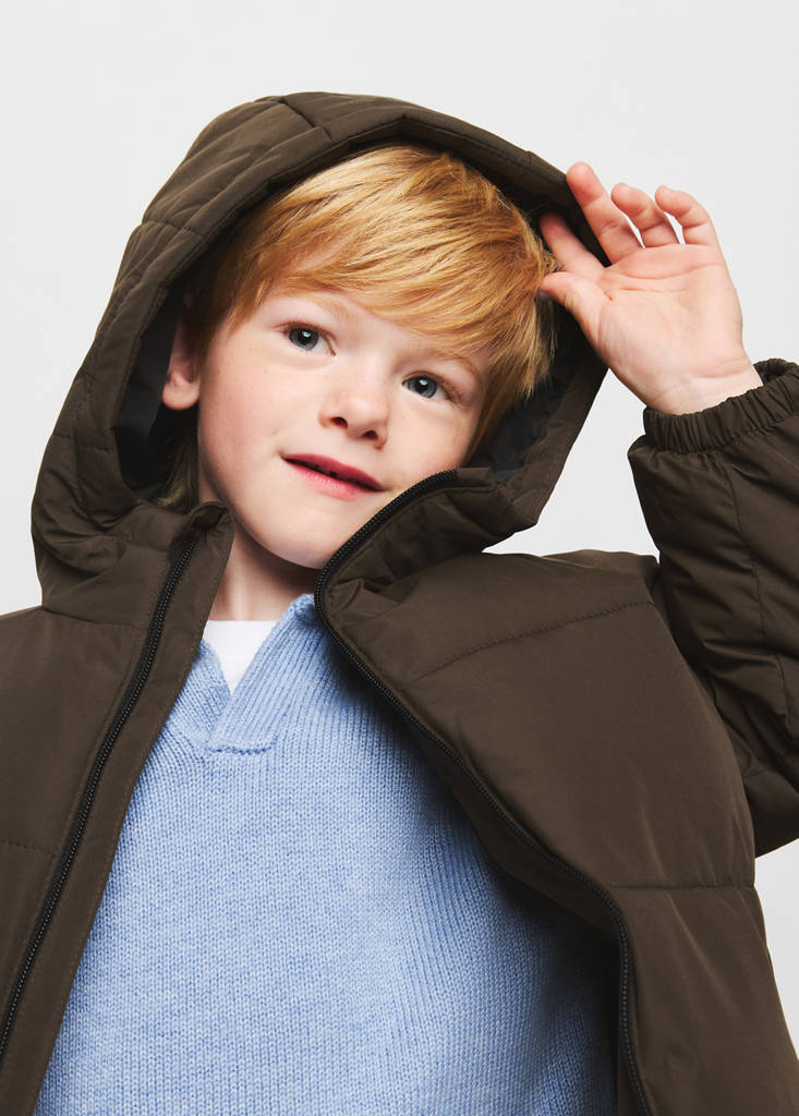 Quilted long coat — Brown