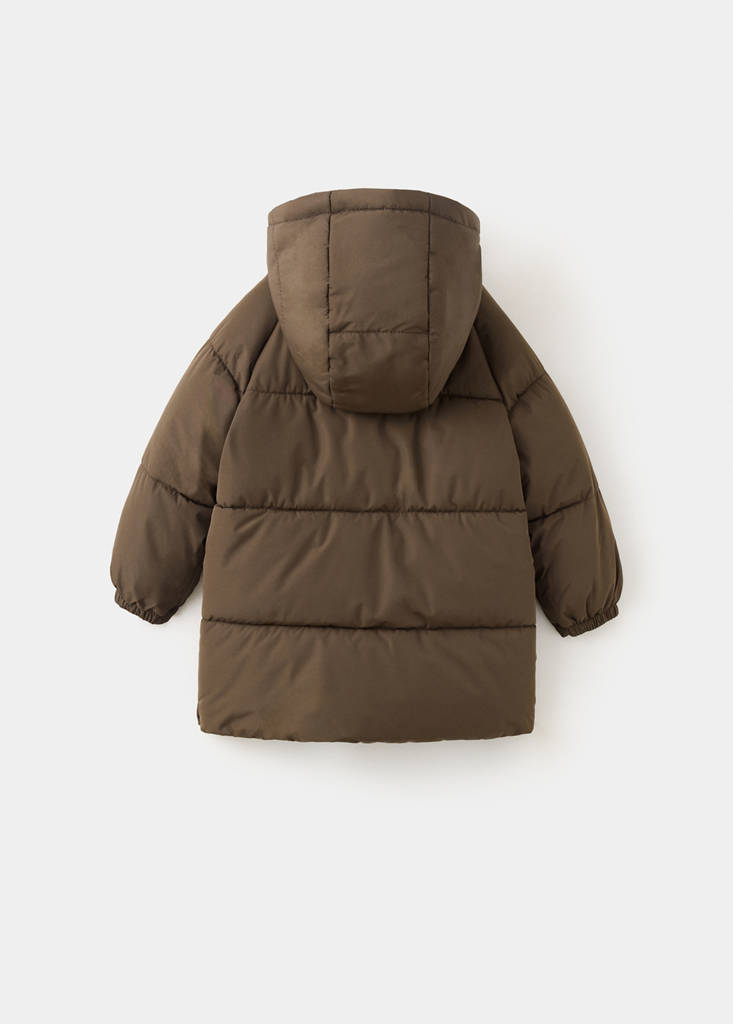 Quilted long coat — Brown