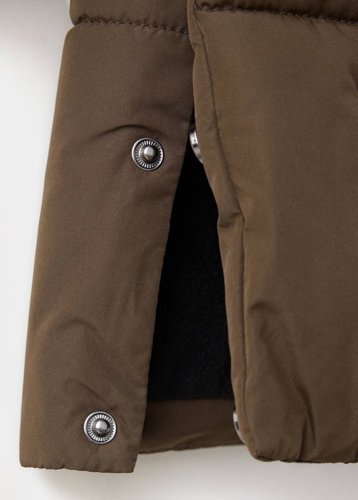 Quilted long coat — Brown