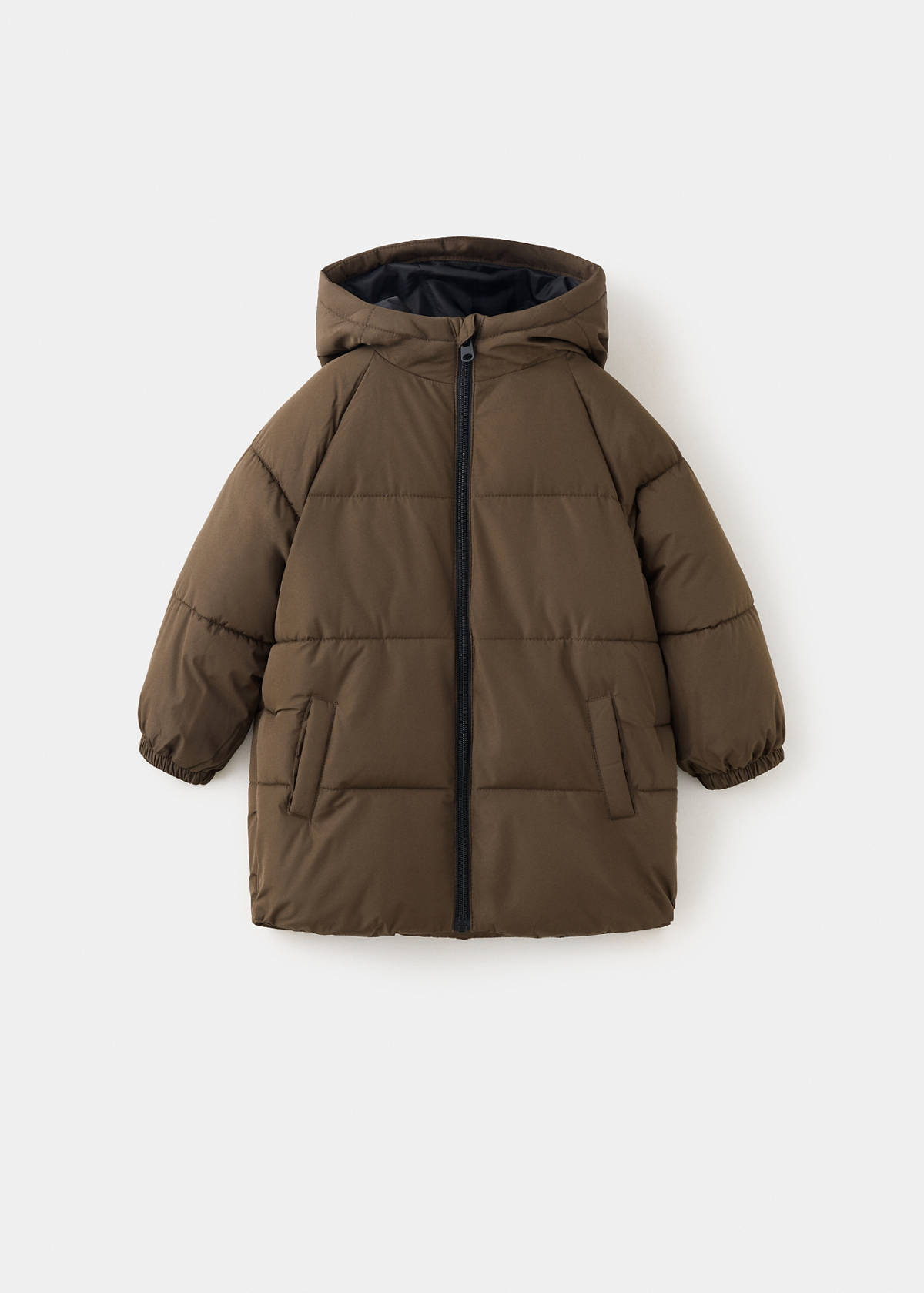 Quilted long coat — Brown
